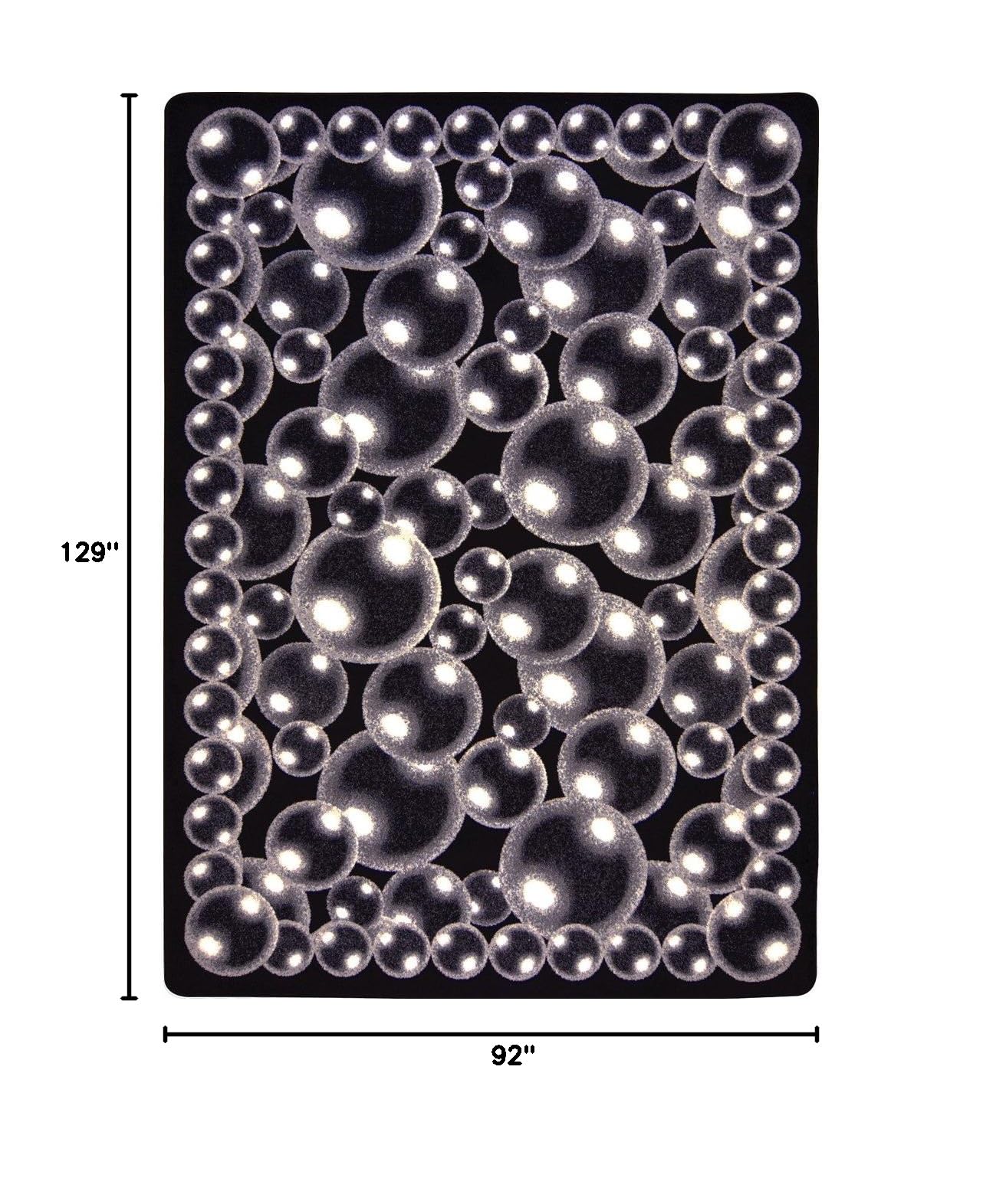 Joy Carpets Kaleidoscope Bubbles Whimsical Area Rugs - Silver Non-Slip Kids Playroom Rug for Nursery, Bedroom & Living Room Decor