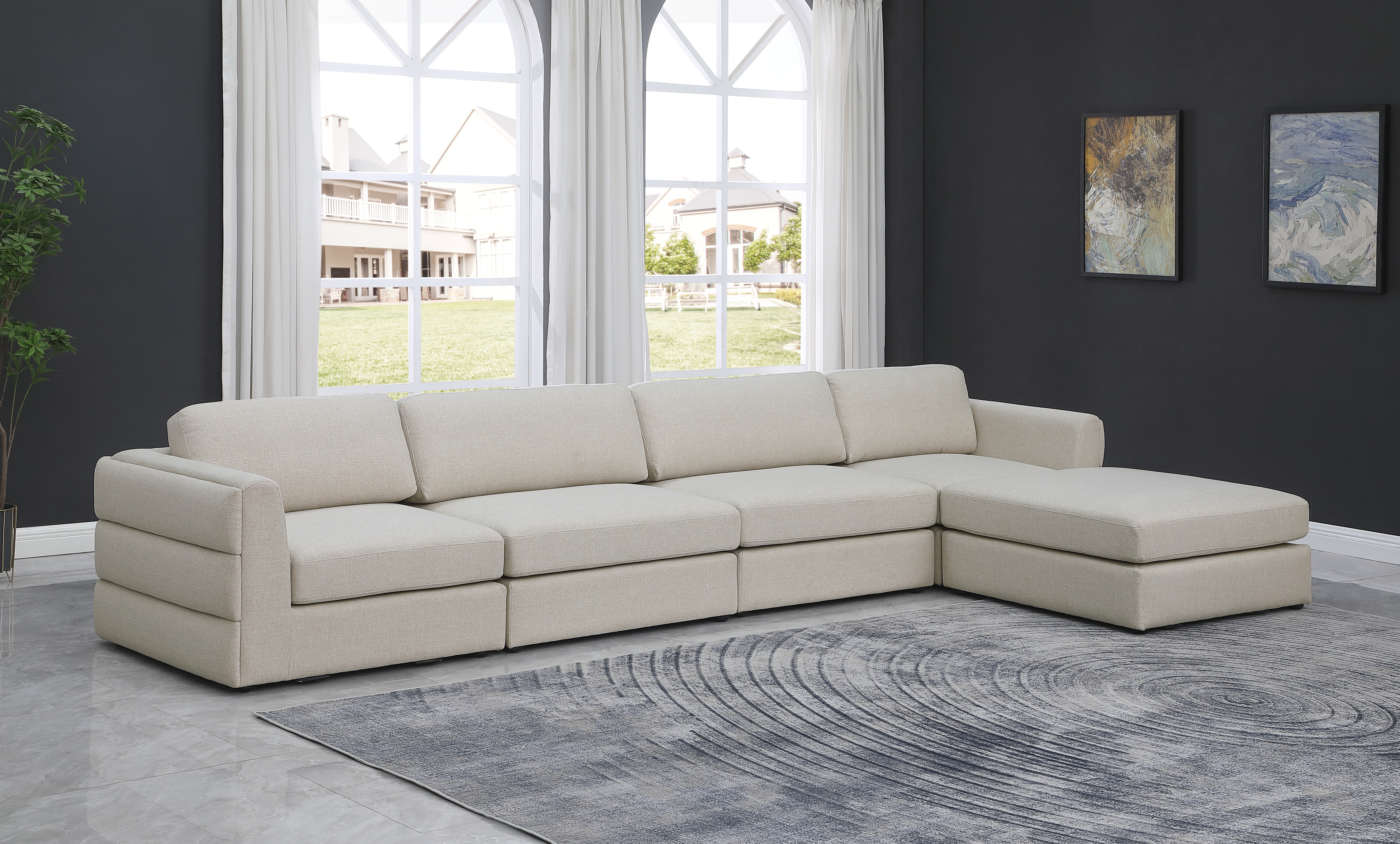 Beckham Durable Linen Textured Fabric Modular Sectional Sofa - Modern Living Room Furniture for Home Theater, Family Gatherings & Cozy Relaxation