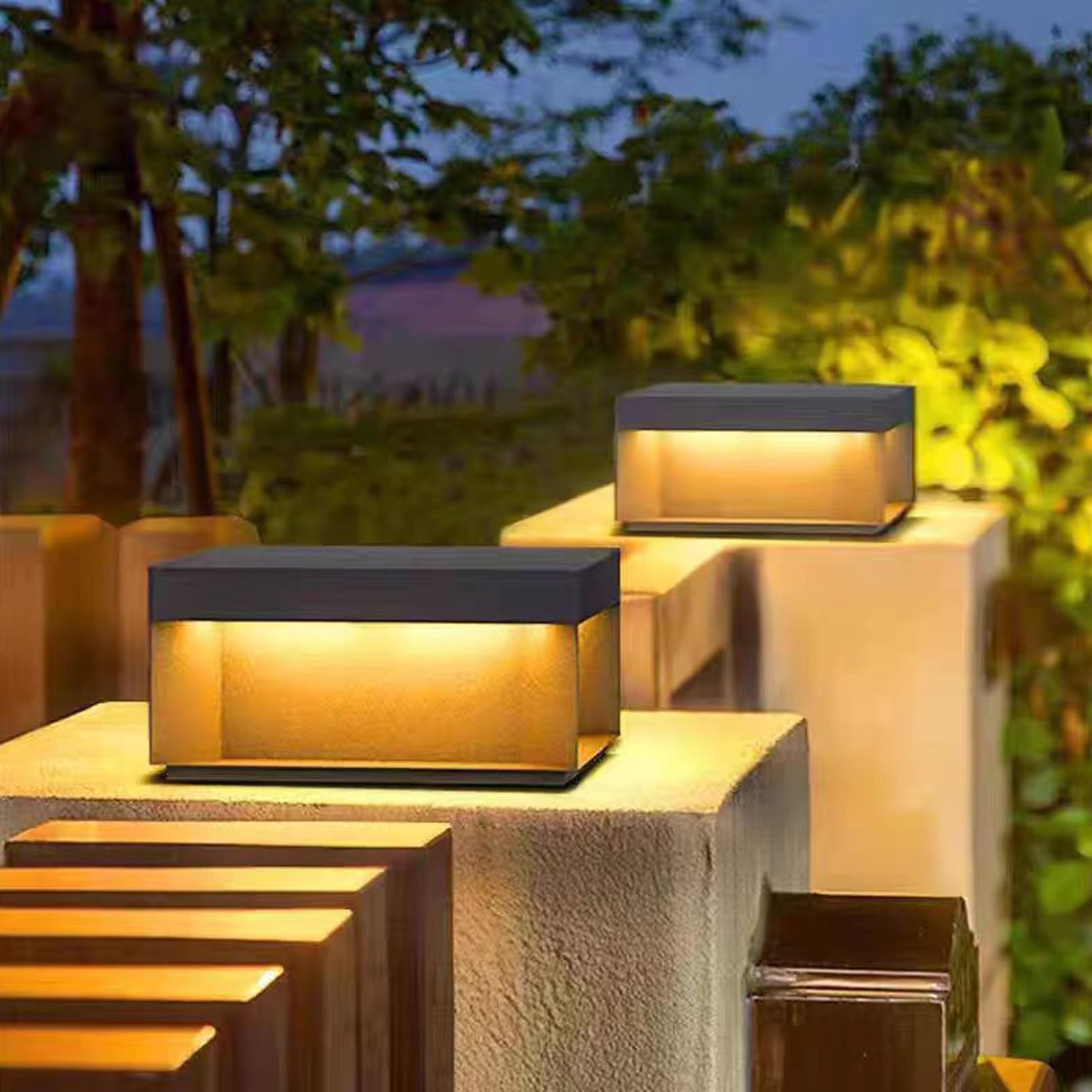 Premium Stainless Steel Solar Post Lights for Outdoor - Solar Powered Fence Post Cap Lights with 3000K Warm White LED - Waterproof Garden Deck Patio Lighting - Perfect for Wooden Posts (12