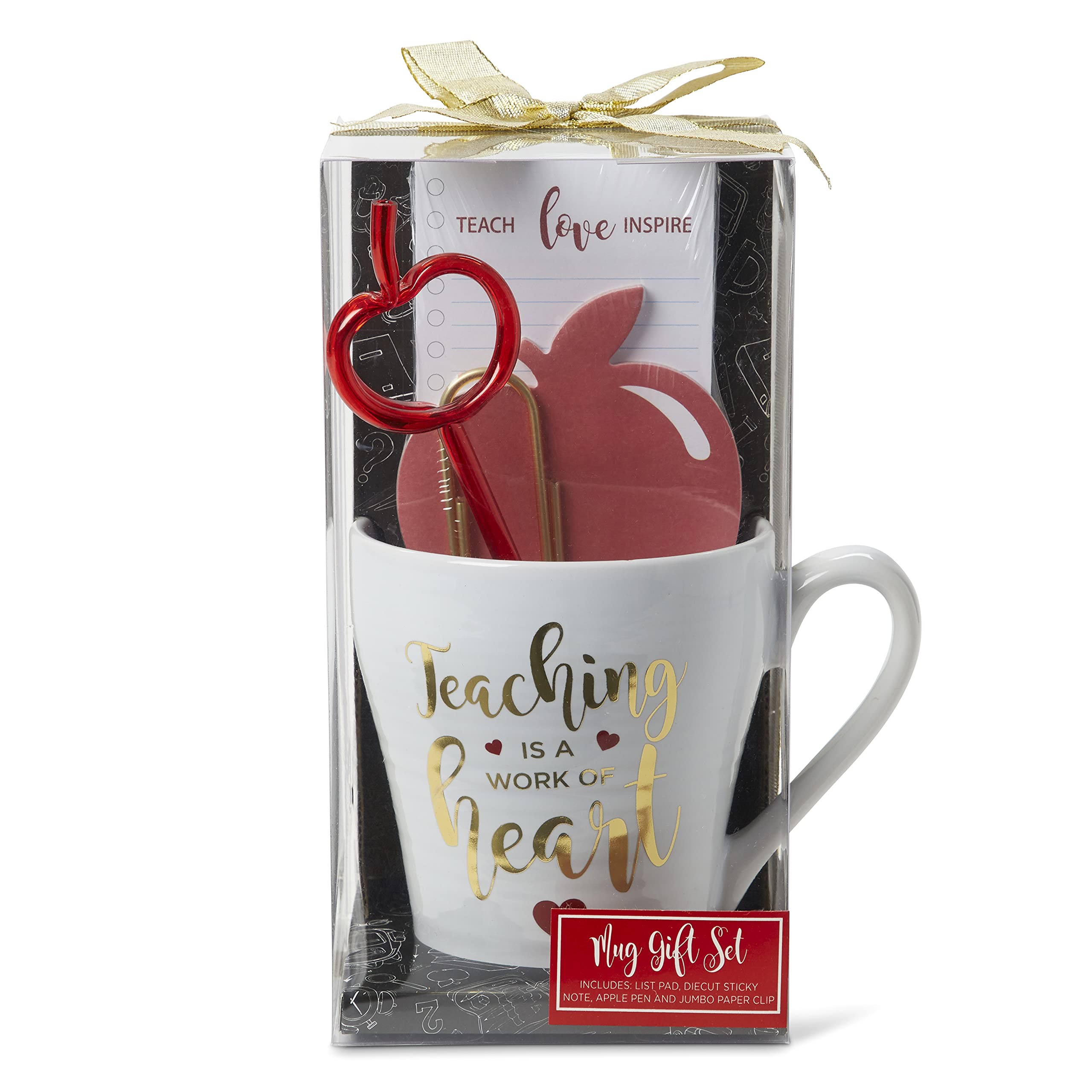 VOTUM Teacher Appreciation Gift Set - Inspirational Coffee Mug, Notepad, Apple Sticky Notes, Gold Paper Clips & Apple Pen - Perfect Thank You Present for Educators, Mentors & Future Teachers | Great for Classroom Use, Staff Recognition & End of Year Gifts
