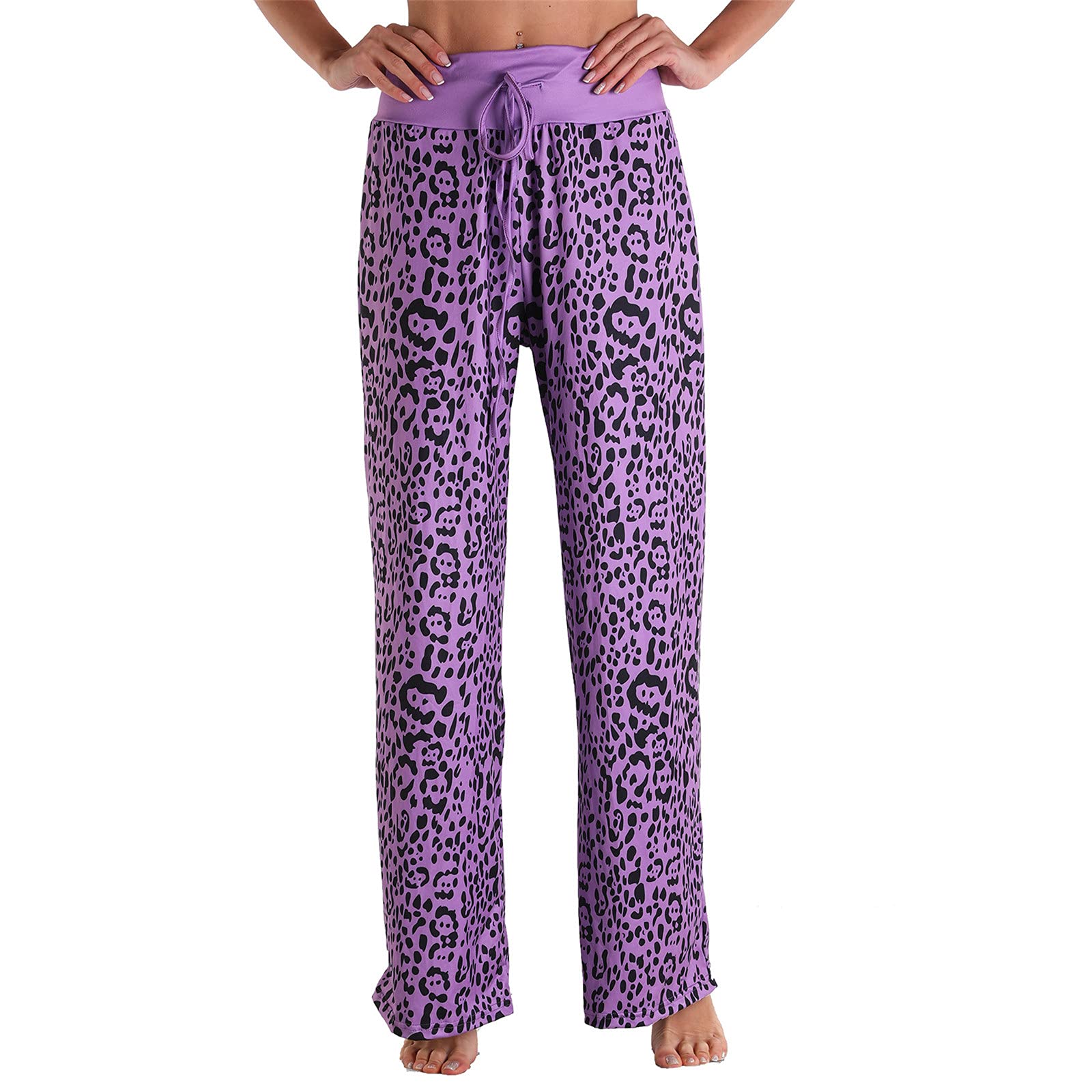 GDJGTA Women's Loose Casual Comfortable Printed High-Waisted Wide Leg Pants - Stretchy Athletic Pants for Yoga, Running & Lounge Wear