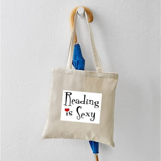 Reading Is Sexy Tote Bag - Natural Canvas Reusable Shopping Bag for Book Lovers, Library, Beach & Grocery Use