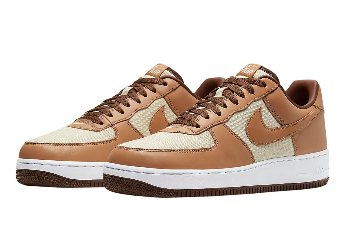 Nike Men's Air Force 1 Low Sneakers - White/Acorn - Size 6 | Classic Comfortable Basketball Shoes for Casual Wear & Street Style