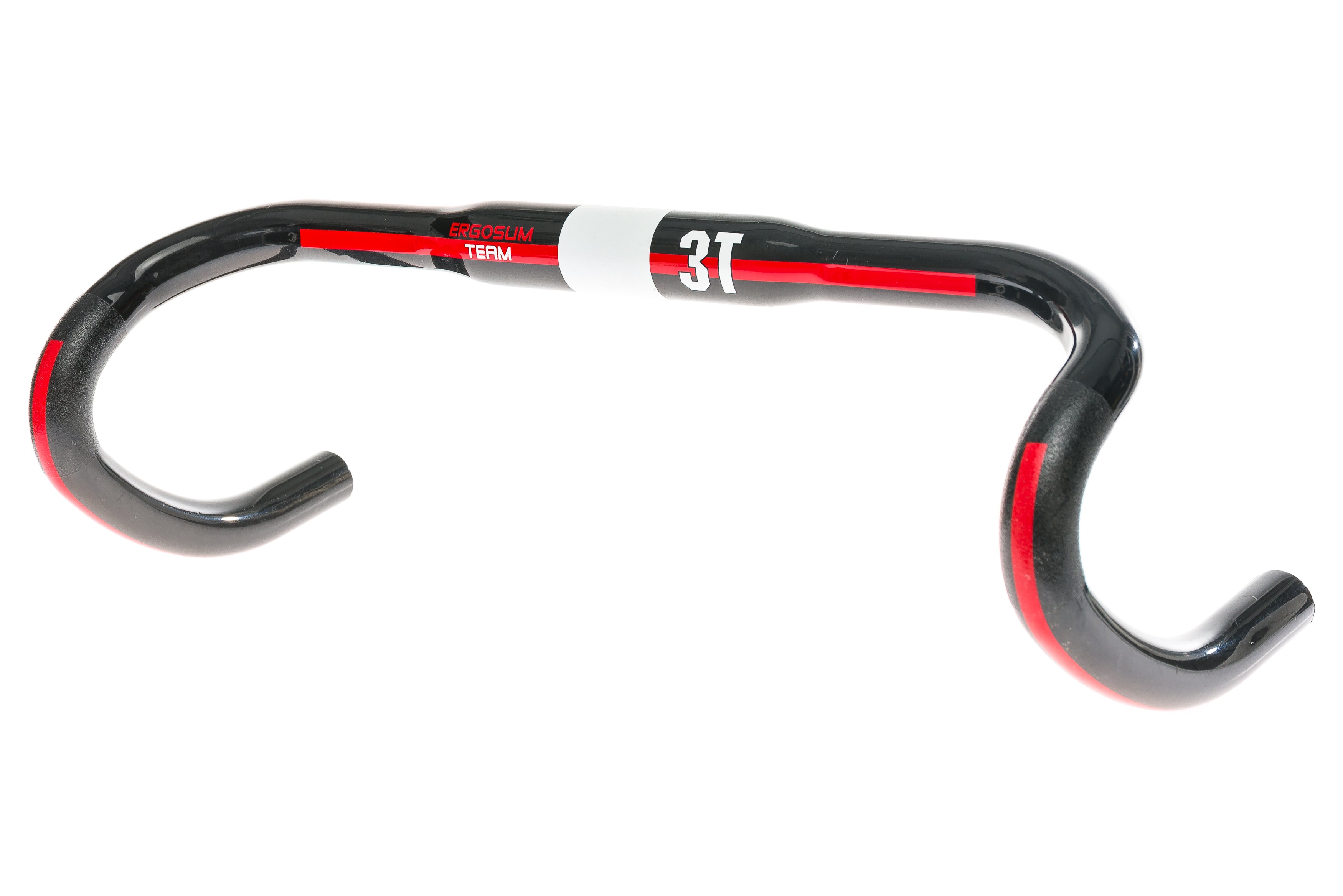 3T Ergosum Team Handlebar 31.8mm x 42cm Carbon Black/Red - Lightweight Carbon Fiber Road Bike Handlebar for Racing & Endurance Cycling