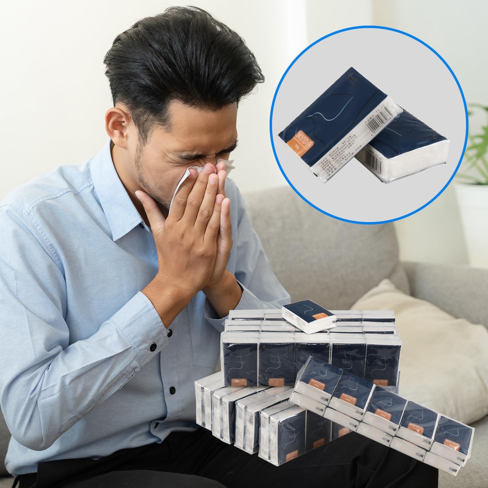 100 Packs Travel Size Facial Tissues - 4 Ply Soft Pocket Tissues for On-the-Go, Office, Car & Travel Essentials | Bulk Tissue Packs for Purse, Gym Bag & Emergency Kit