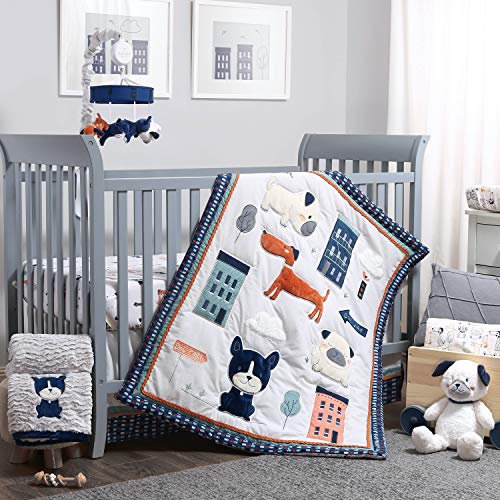 Peanutshell Puppy Dog Crib Bedding Set for Boys & Girls - 3 Piece Nursery Set with Crib Sheet, Comforter & Skirt - Soft Baby Bedding for Nursery Decor & Newborn Gifts