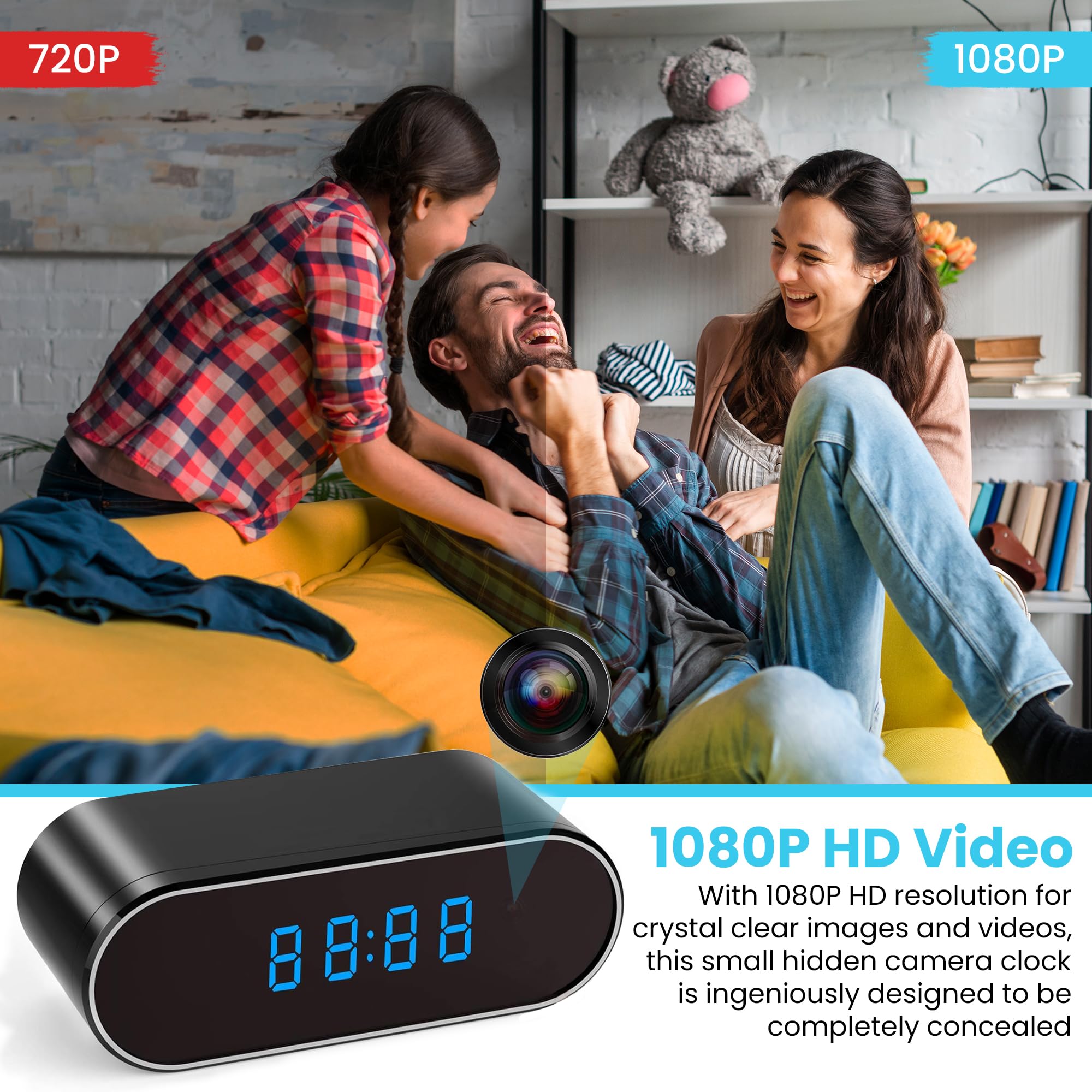 WiFi Hidden Spy Camera Clock - Wireless Security Camera with Night Vision, Motion Detection & App Control | Free SD Card Included | Wide Angle for Home, Office, Nanny & Indoor Surveillance | Discreet Monitoring Solution