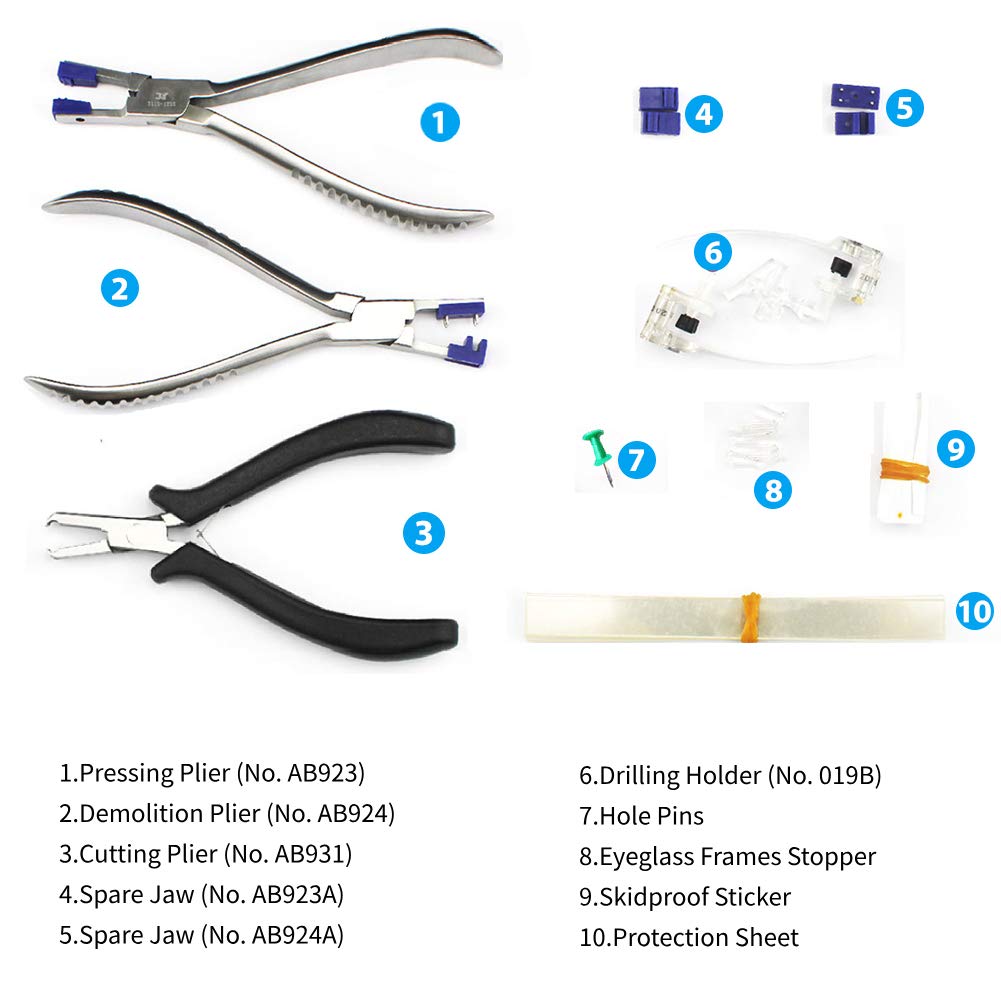 Professional Rimless Eyeglasses Repair Kit - Optical Frame Repair Pliers & Tools for Silhouette Glasses - Perfect for Home, Office & Travel Eyewear Maintenance