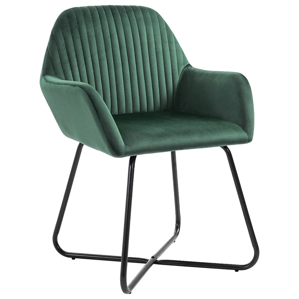 vidaXL Green Velvet Dining Chairs Set of 2 - Modern Upholstered Kitchen Chairs for Dining Room, Restaurant, and Home Decor