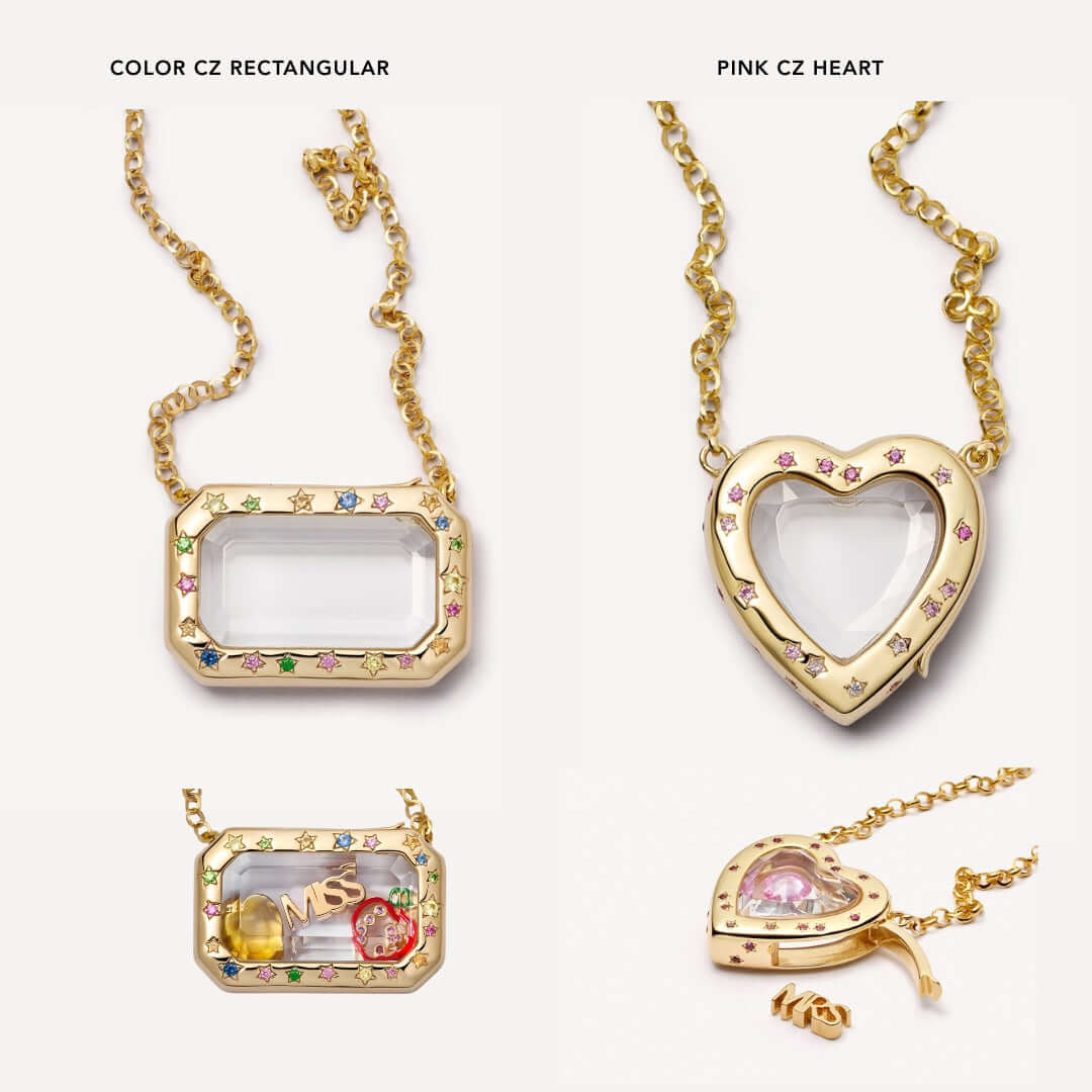 DIY Heart Gold Locket Necklace with Charms - Personalized Photo Pendant Jewelry for Women | JFN202 | Perfect Gift for Valentine's Day, Anniversary & Mother's Day