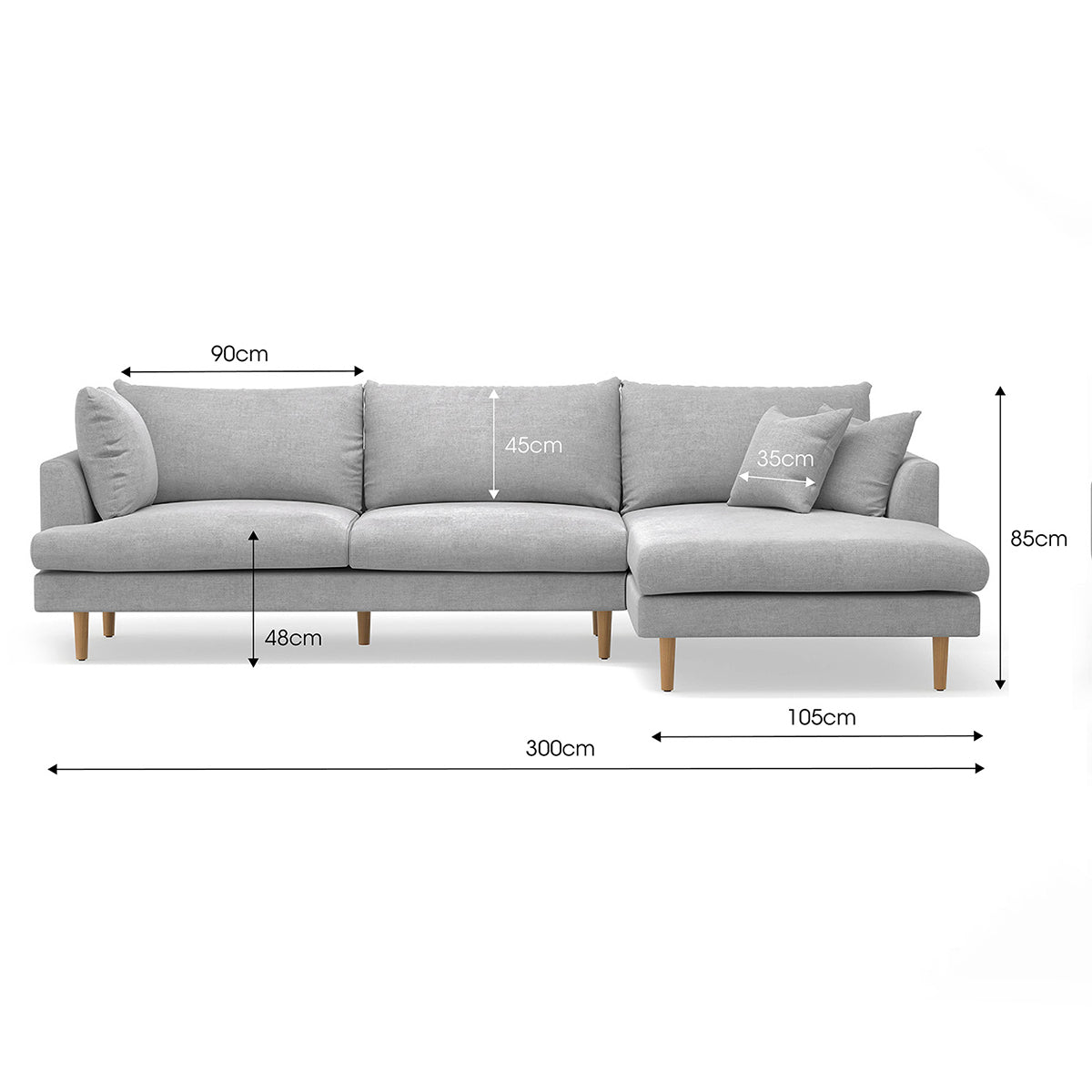 Byron Fabric Modular Sofa with Right Hand Chaise - Modern Sectional Couch for Living Room, Lounge & Family Room - Comfortable & Stylish Home Furniture