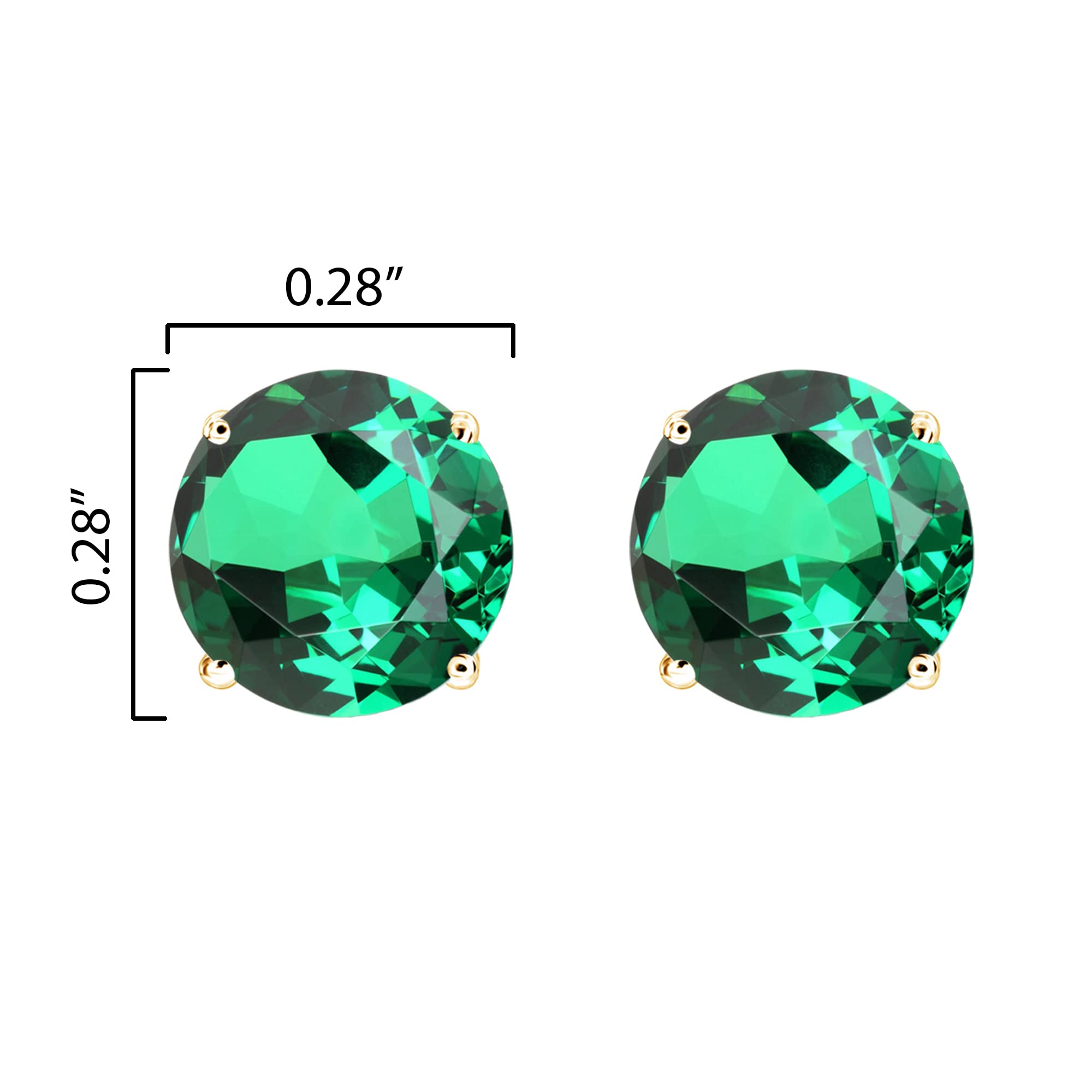 Emerald Stud Earrings in 14K Gold Over Sterling Silver - Elegant Jewelry for Women, Perfect for Weddings, Parties & Everyday Wear