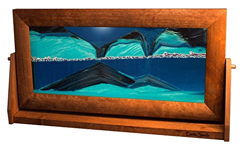 Exotic Sands Moving Sand Picture - X Large Alder Frame in Ocean Blue | Handmade in USA | Unique Executive Gift for Men | Perfect for Office Decor, Home Wall Art & Stress Relief