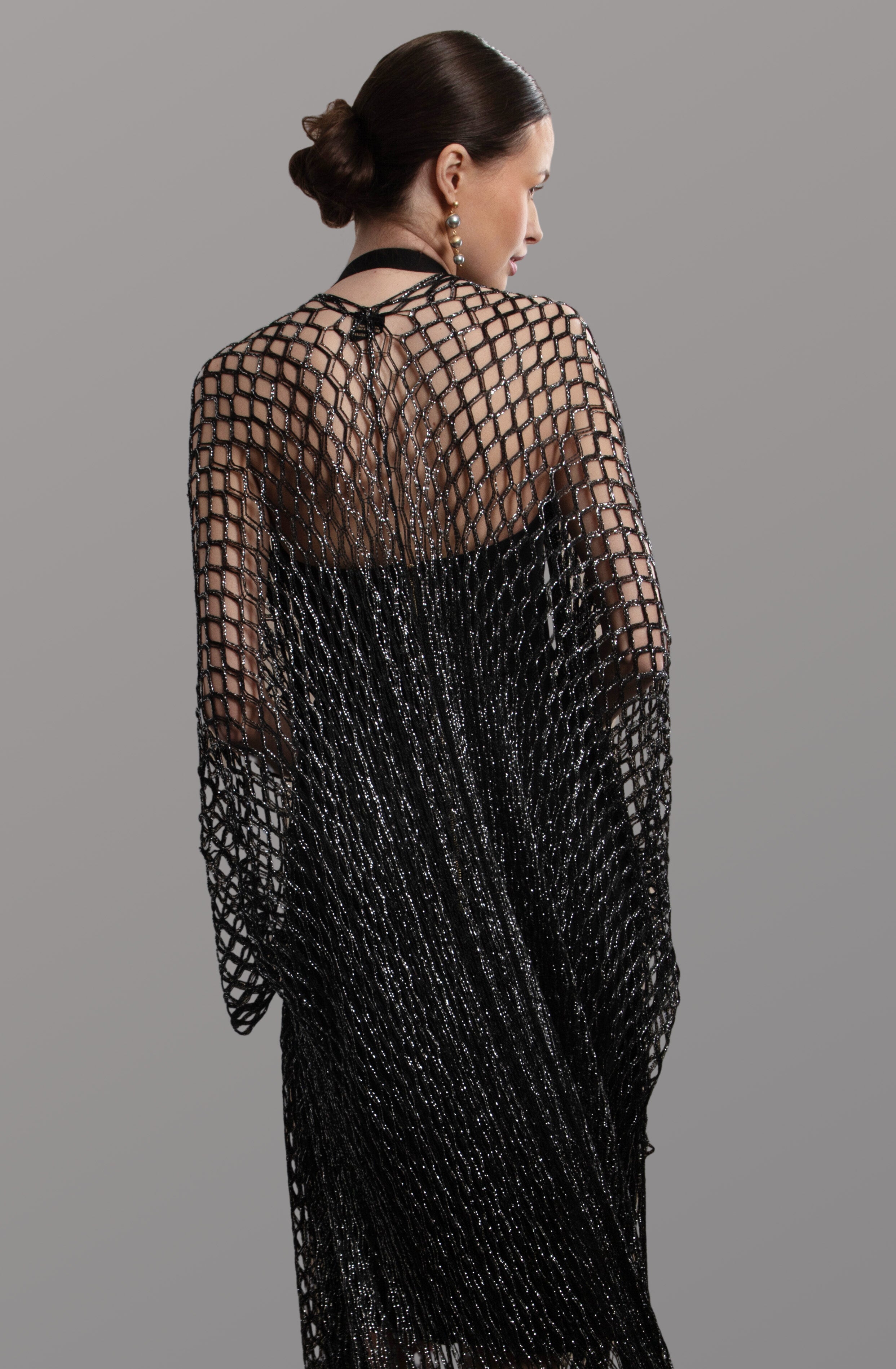 Stylish Metallic Fringe Kimono Jacket for Women - Boho Chic Cover Up - Perfect for Beach, Festival, and Evening Wear