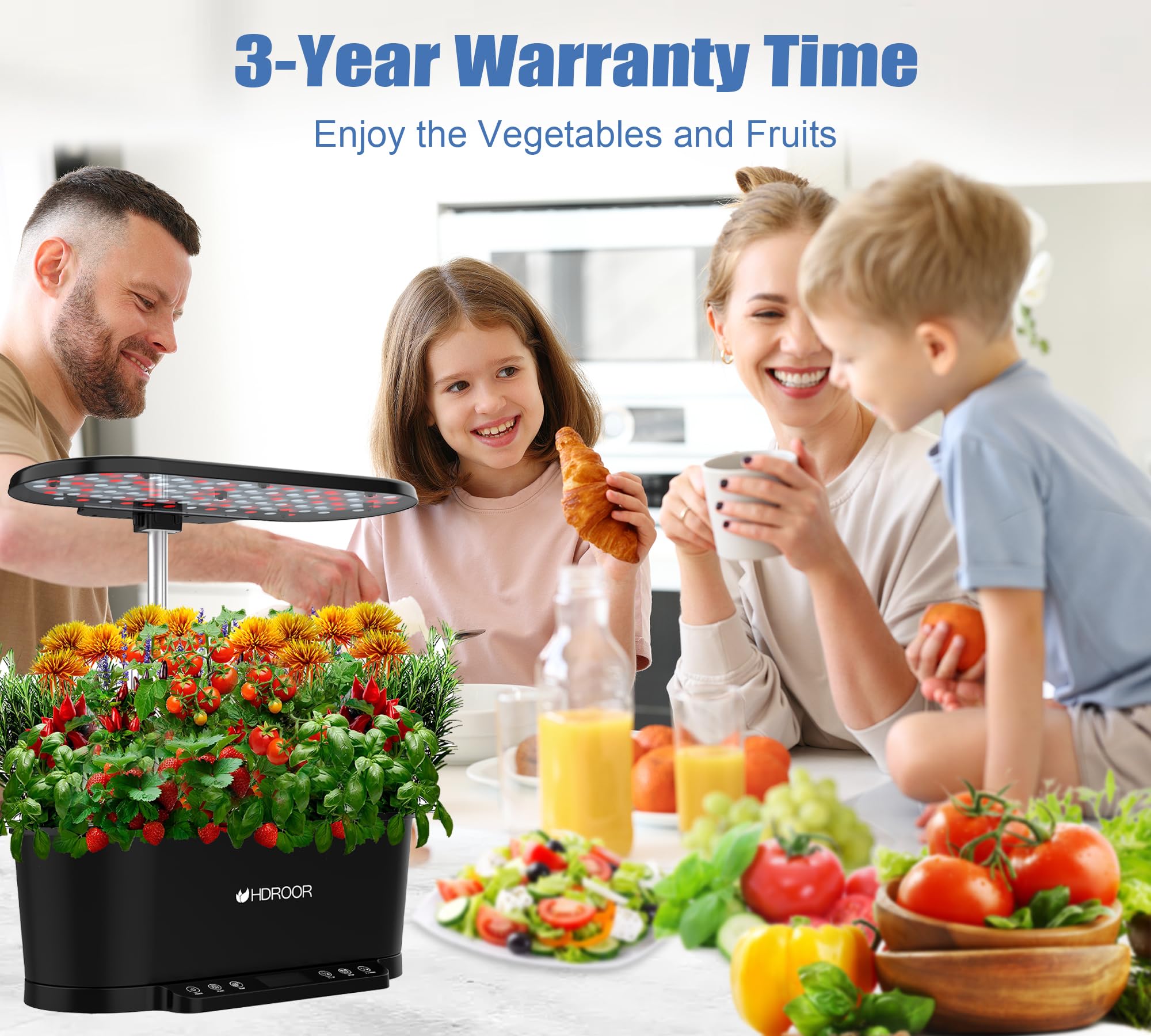 Smart Indoor Hydroponic Garden Kit with 36W Grow Light & APP Control - 15 Pods, Adjustable Height up to 30