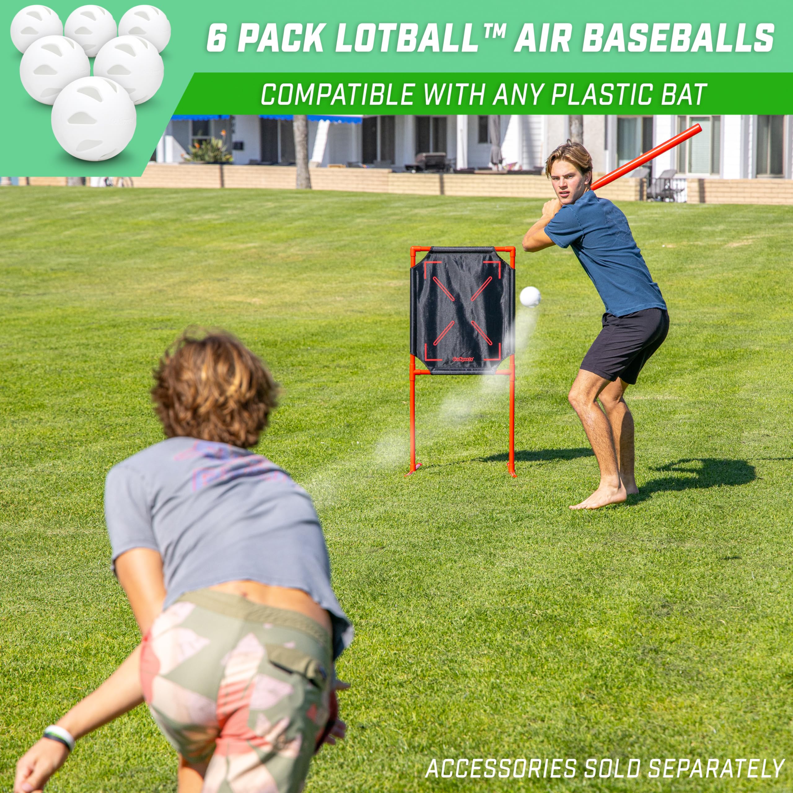GoSports LotBall AIR Plastic Baseballs - 6 Pack | Lightweight & Durable Training Baseballs for Kids & Adults | Perfect for Backyard Practice, Batting Drills & Soft Toss