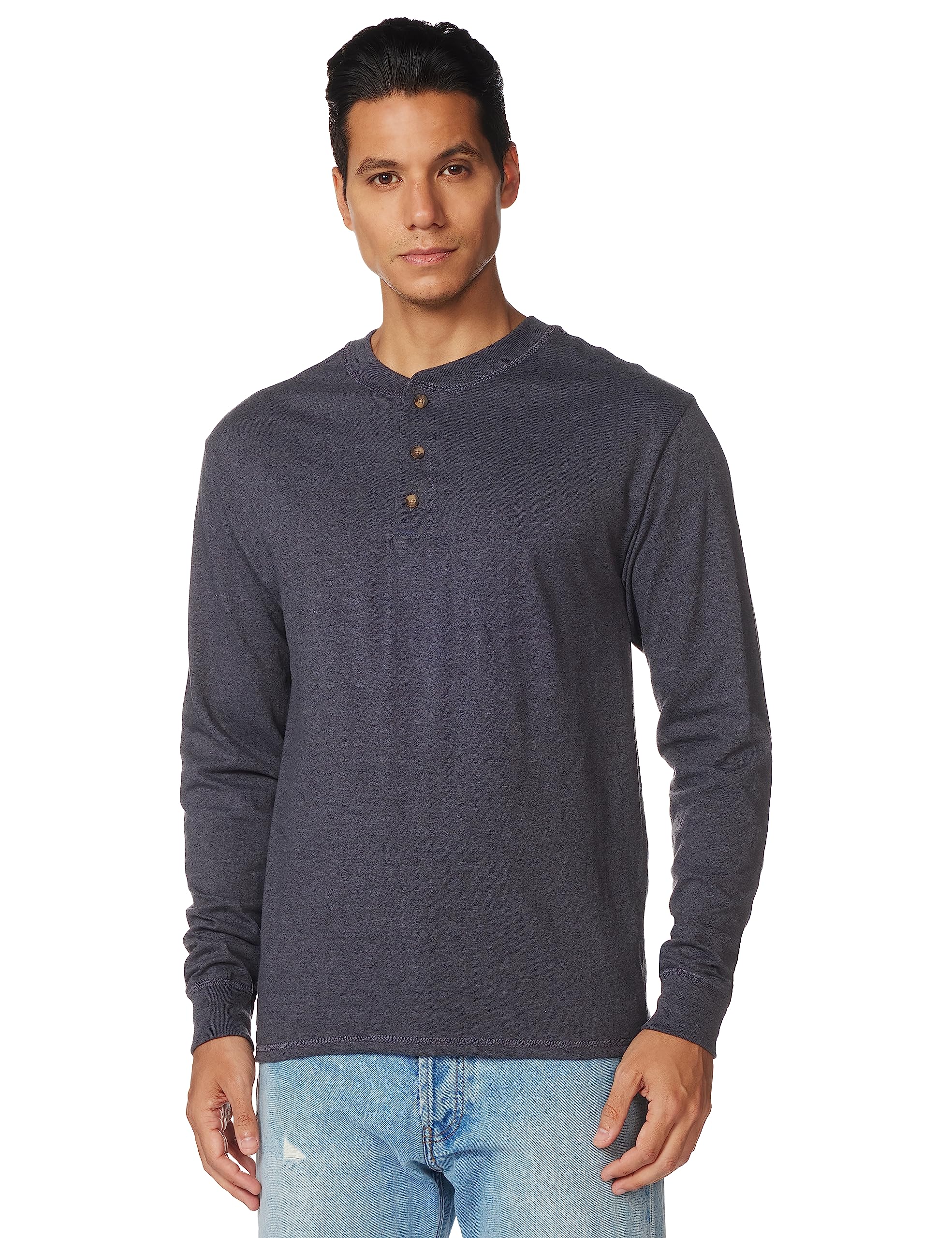 Hanes Men's Cotton T-Shirts & BeefyT Henley Long Sleeve Shirts - Soft Comfort Fit for Casual Wear, Work & Layering