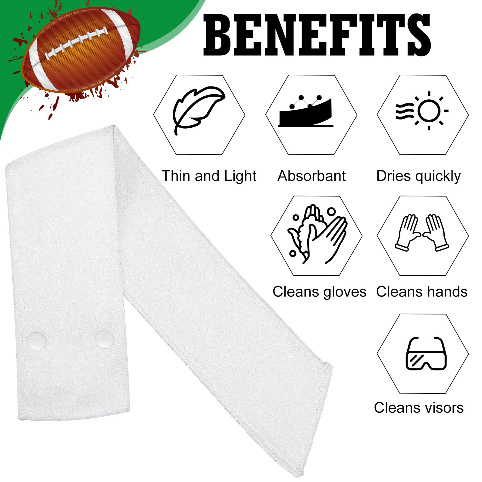 Best Football Towel for Players - Lightweight Sports Towel with Button Clip - Absorbent Drip Streamer for Football, Soccer & Training - Perfect for Games, Workouts & Outdoor Activities