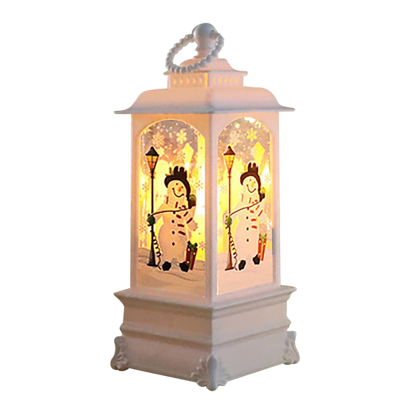 Festive Christmas Lantern Decor - LED Candle Light with Santa & Snowman Designs - Indoor Holiday Tabletop Decorations for Home, Party & Gift Giving