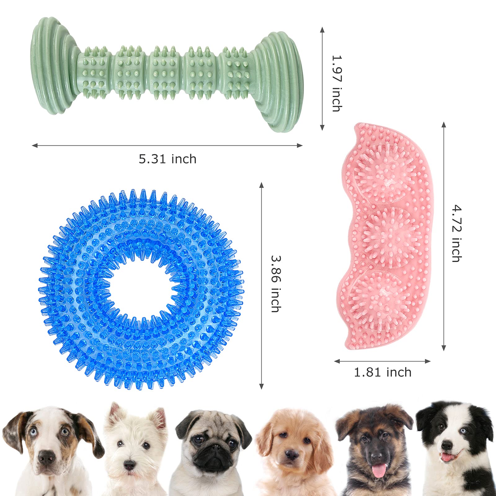 **3-Pack Puppy Teething Toys for Small & Medium Dogs – Soft, Durable Chew Toys for 2-8 Month Old Puppies – Promotes Dental Health & Soothes Teething Pain – Perfect for Cleaning Teeth & Protecting Oral Health – Ideal for Playtime & Training**