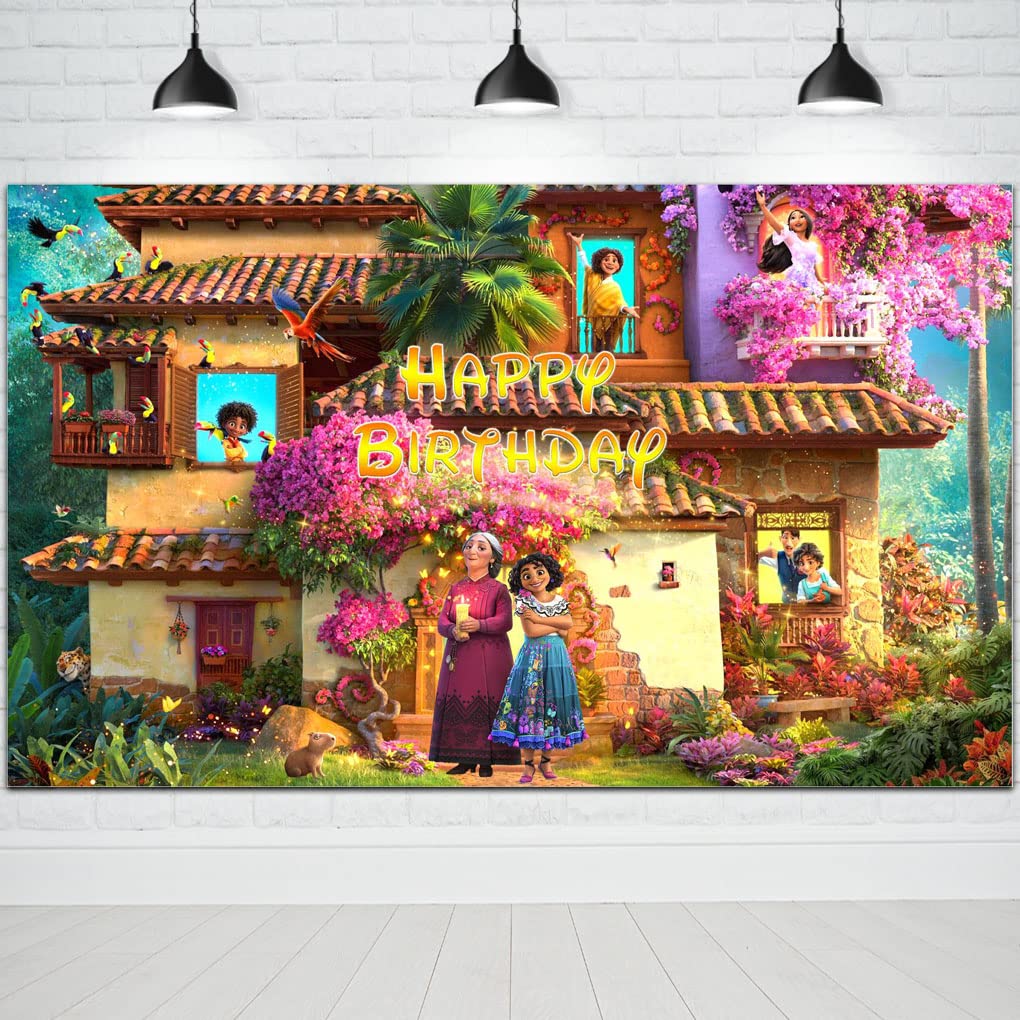 Encanto Isabella Floral Backdrop - 5x3ft Magical Party Decor for Girls' Birthday