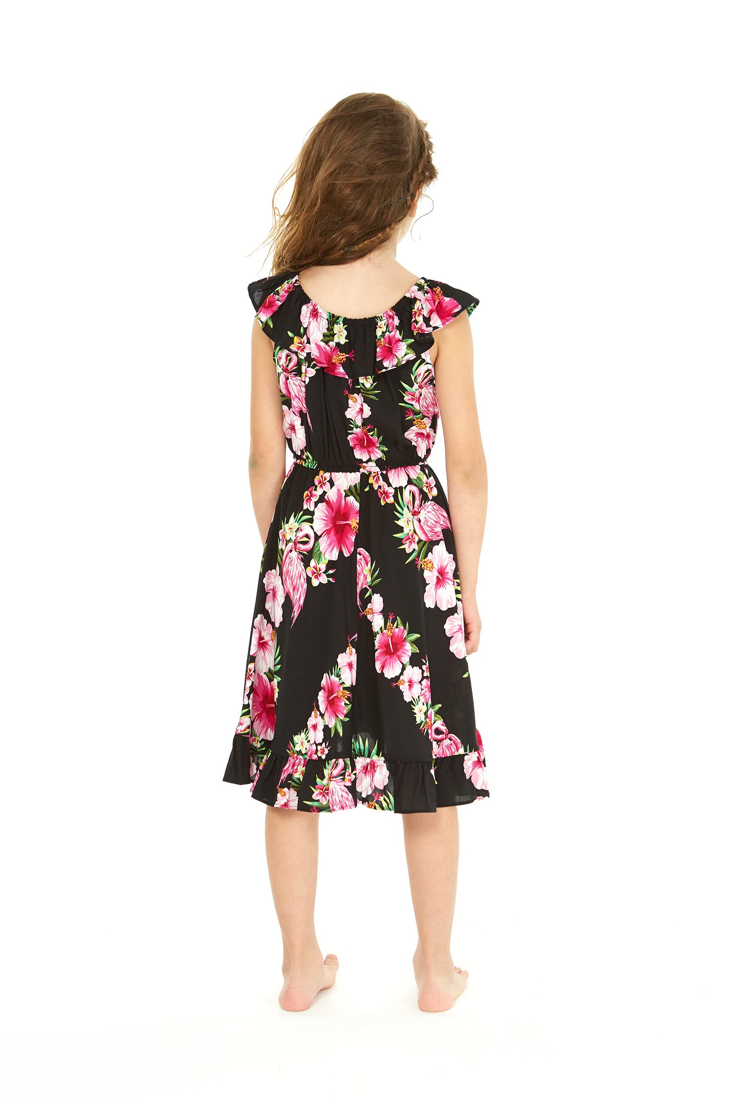 Girl's Ruffle Wrap Hawaiian Luau Dress - Beach Party & Summer Outfit
