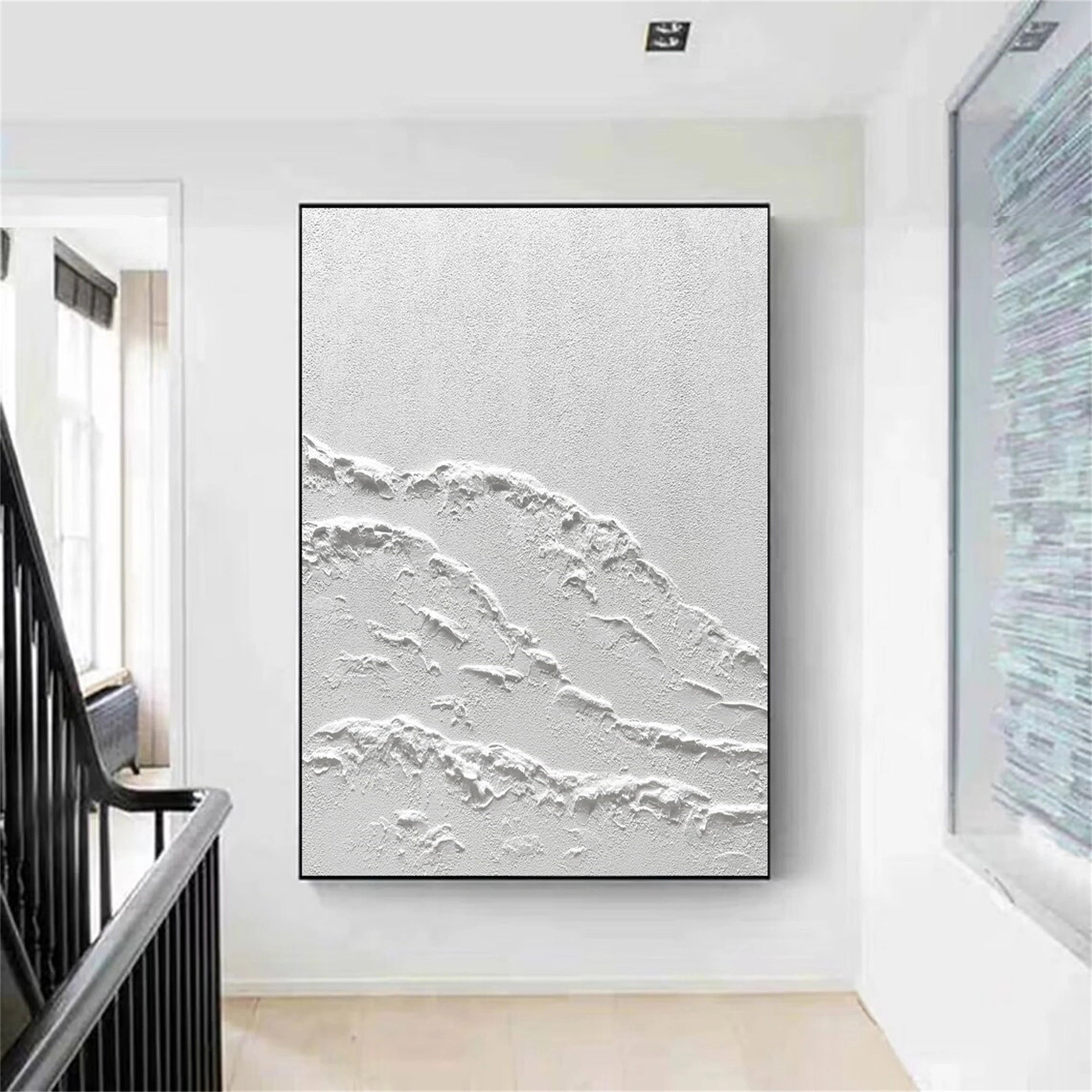 White Minimalist Textured Painting Canvas #MM101 - Abstract Wall Art for Modern Home & Office Decor