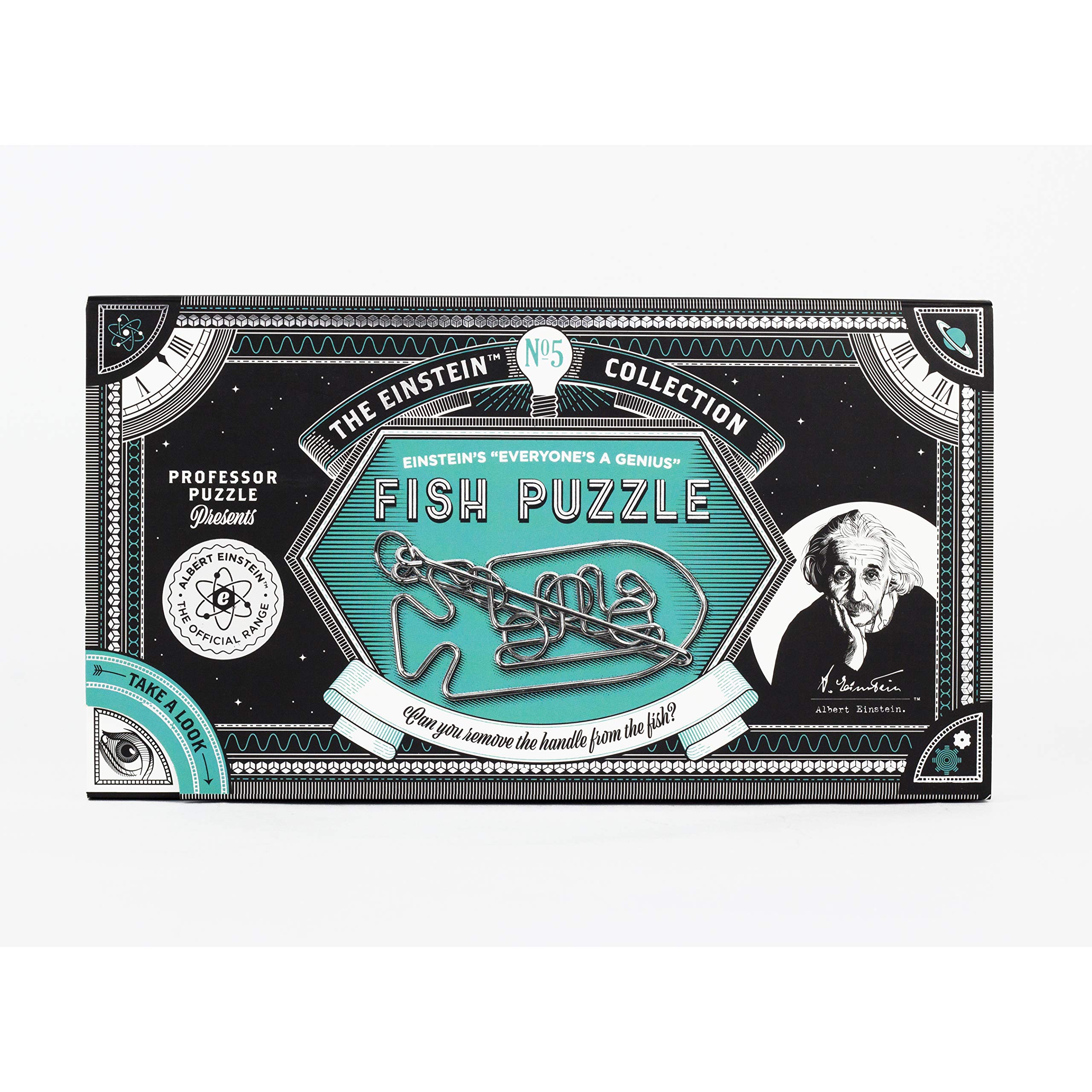 Professor PUZZLE The Einstein Collection - 3D Metal Brain Teaser Puzzle | Einstein’s Fish Interlocking Puzzle | Challenging Mind Game for Adults & Teens | Perfect for Office Desk, Gifts & STEM Learning