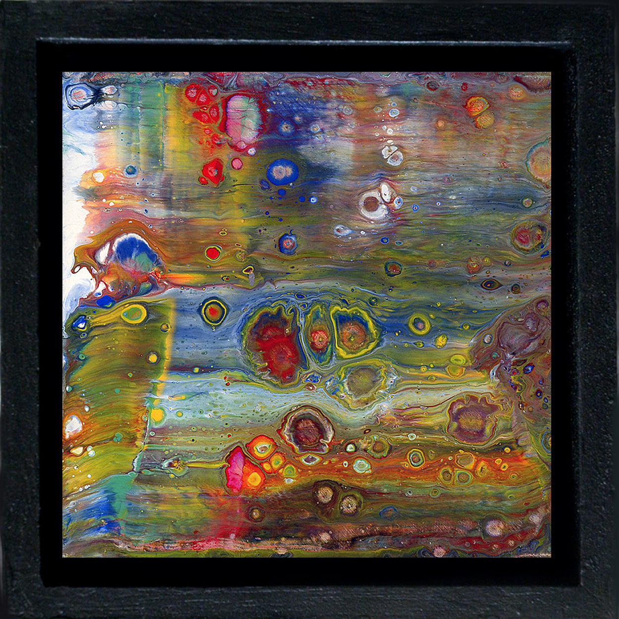 Anthony Ciambella Framed 4x4 Acrylic on Panel Painting - Modern Abstract Wall Art for Home & Office Decor