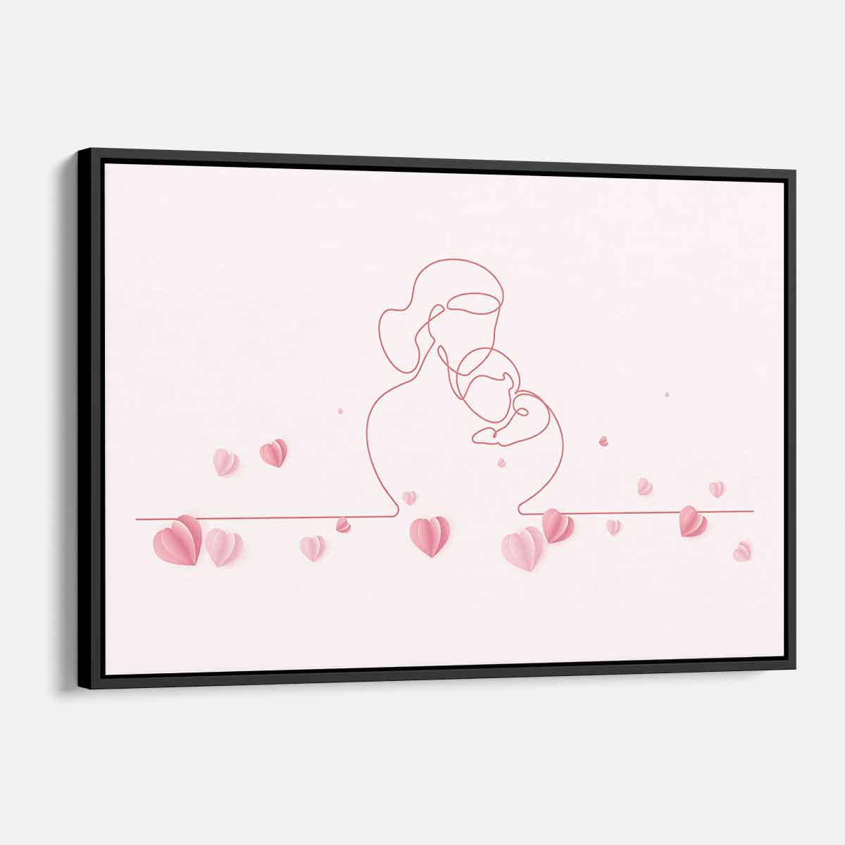 Pink Mother and Child Wall Art Canvas 7228 - Heartwarming Nursery Decor, Perfect for Baby Room & Family Home Decorations