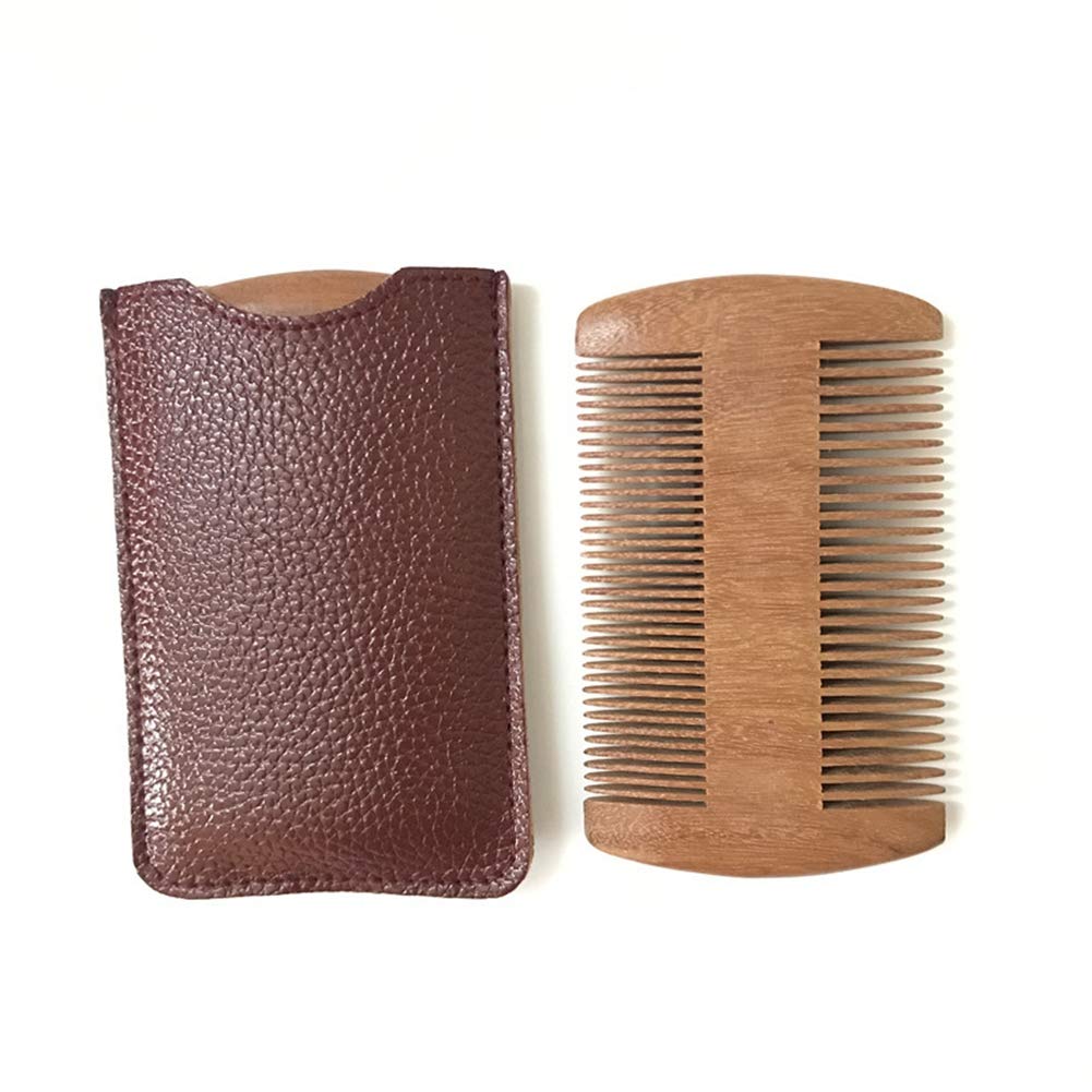 Premium Sandalwood Beard Comb for Men - Natural Wooden Anti-Static Comb with Wide & Fine Teeth - Perfect for Daily Grooming, Travel & Beard Care Routine