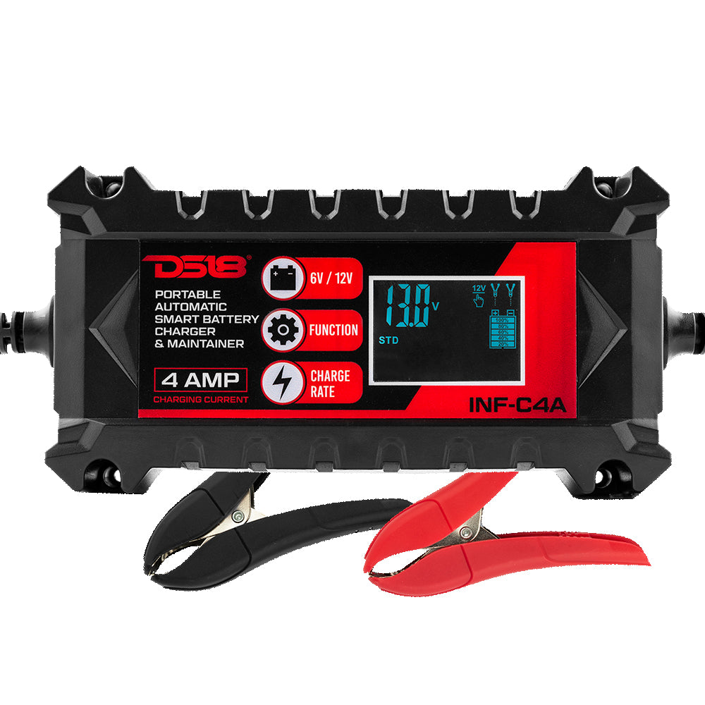 4 AMP Automatic Smart Lithium & AGM Car Battery Charger Maintainer - 12V Battery Charger for Cars, Motorcycles, Boats & RVs - Trickle Charger with Auto Shutoff & Overcharge Protection