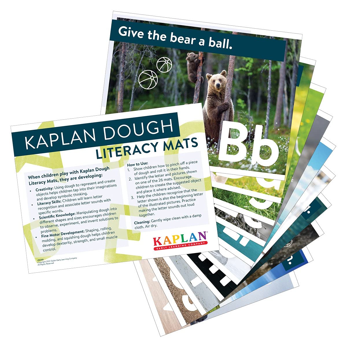 Kaplan Early Learning Alphabet Dough Literacy Mats - 26-Piece Set for Kids Letter Tracing & Early Writing Practice | Perfect for Preschool & Kindergarten Classrooms