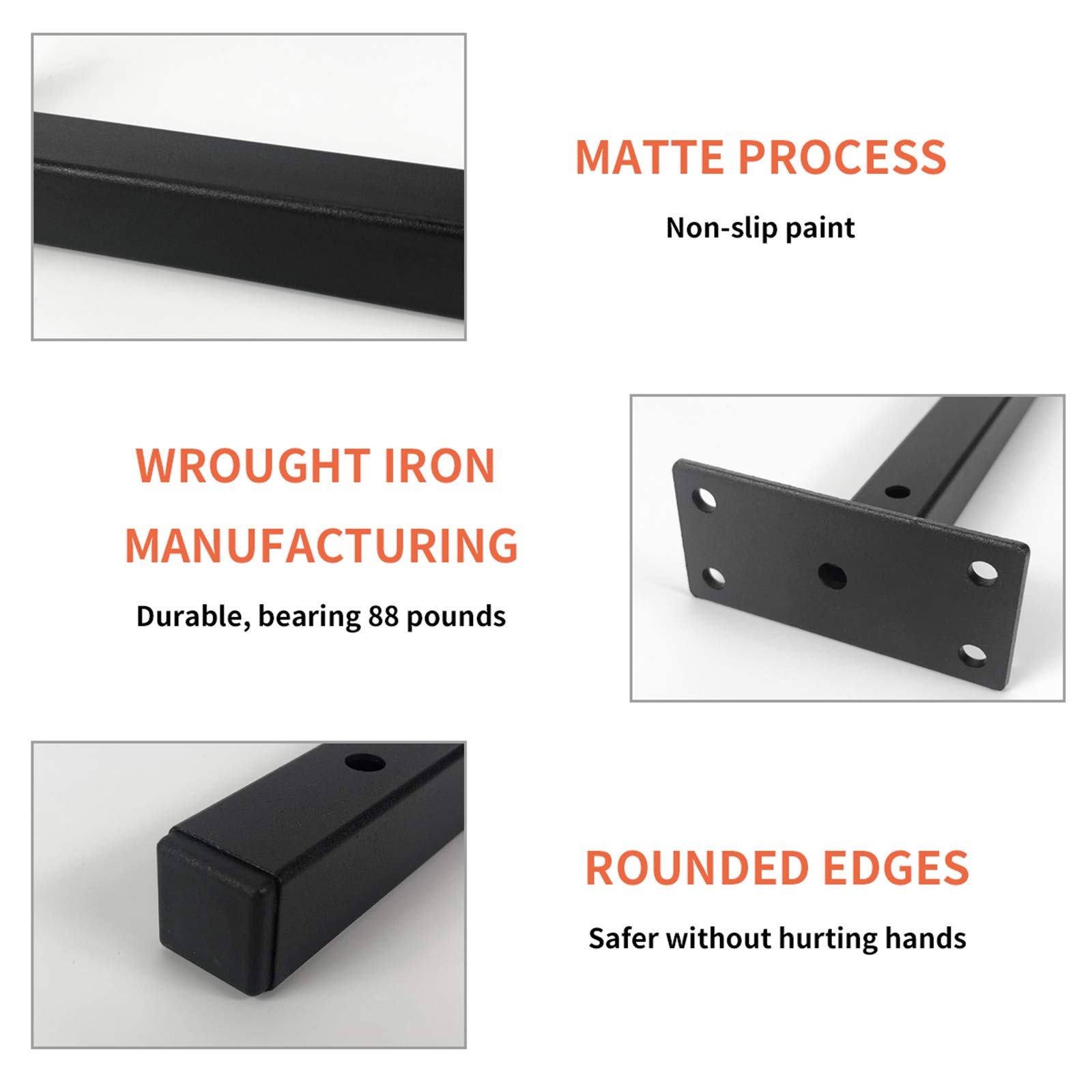 **10 Inch Heavy Duty Black Floating Shelf Brackets - Industrial Metal Wall Mounted with Screws & Anchors - Square Pipe Shelves Bracket for DIY Home Décor, Storage, Farmhouse, Kitchen, Bathroom, Garage (6 Pack)**