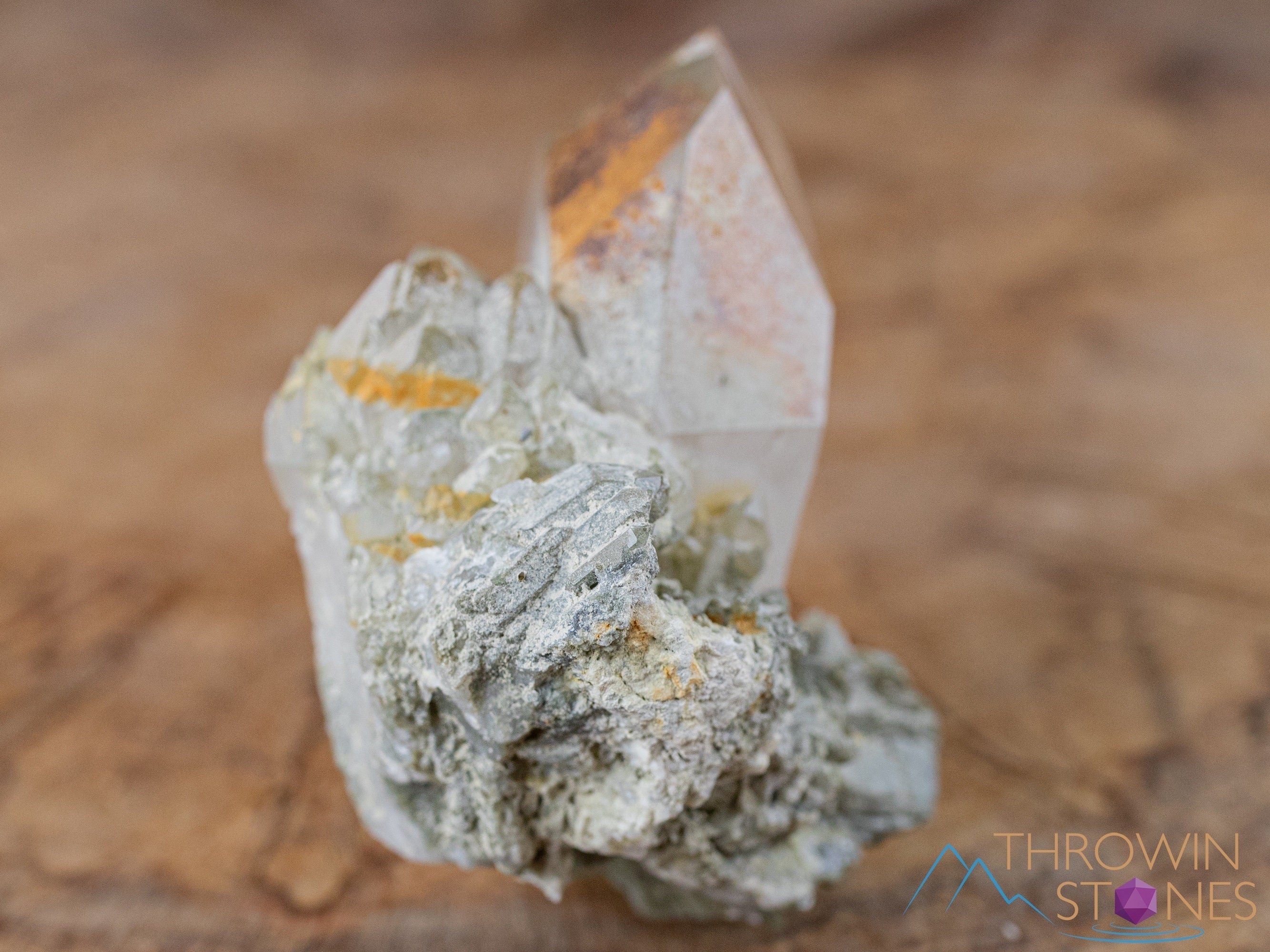 QUARTZ Raw Crystal with CHLORITE - Natural Healing Stone for Home Decor, Housewarming Gift, Meditation & Spiritual Use | Raw Crystals and Stones Collection #41884 | Perfect for Yoga Spaces, Office Desk & Crystal Grids