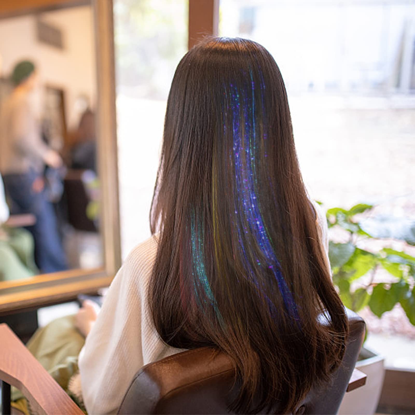 Nyamah Hair Tinsel Glitter Extensions - 6 Color Pack of Sparkling Hair Bling Strands for Parties, Festivals & Special Events | Shimmering Hair Highlights for Women & Girls | Perfect for Weddings, Raves & Cosplay