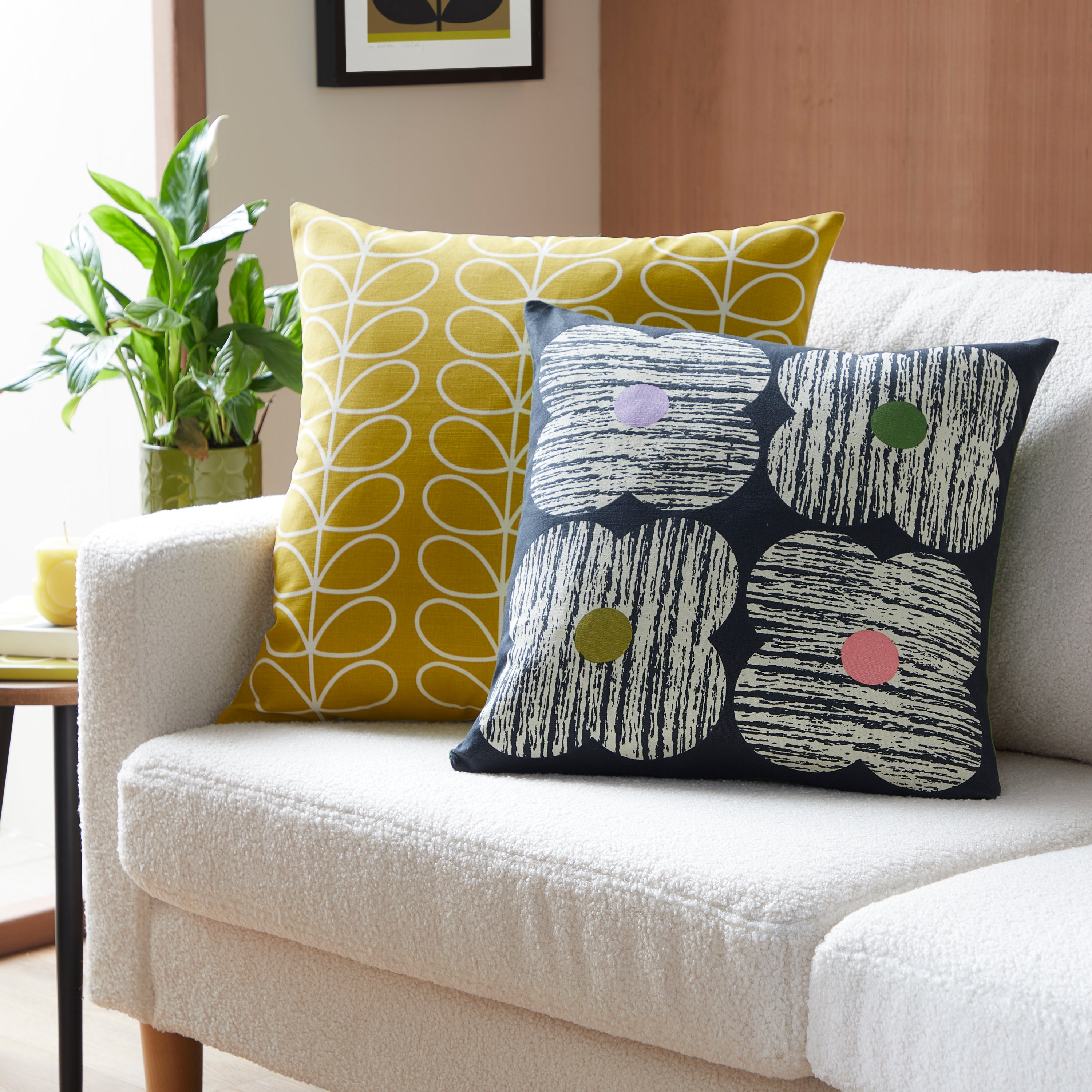 Orla Kiely Textured Flower Cushion Cover - Slate Gray Home Decor Pillow Case for Sofa, Bed, Living Room & Nursery