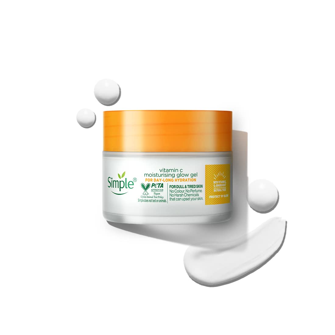 Simple Protect N Glow Vitamin C Moisturising Glow Gel with Yuzu Lemon - 40g | Fragrance-Free, Paraben-Free & Hypoallergenic | For All Skin Types Including Sensitive Skin | Brightening & Hydrating Face Moisturizer for Day & Night Use