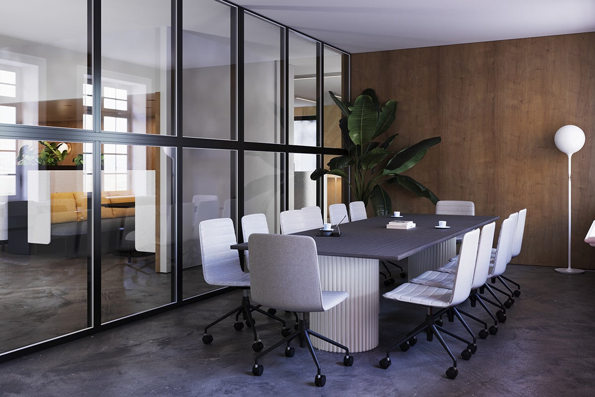Premium Baobab Wood Circular Base Boardroom Rectangle Table - 3200L x 1100W with Rounded Corners - Durable Conference Table for Office Meetings & Executive Workspaces