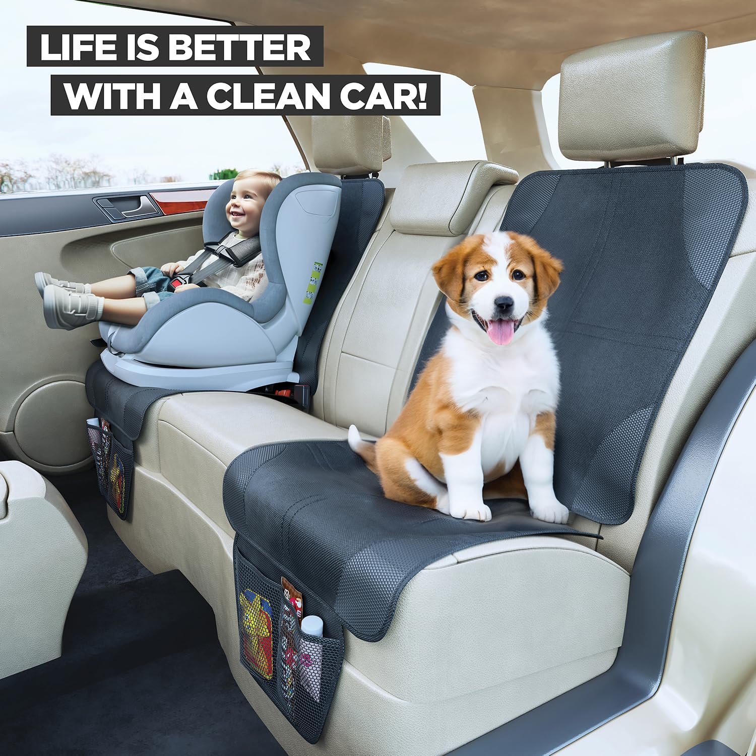 Lebogner Car Seat Protector - 1 Pack Universal Fit, Waterproof & Non-Slip Auto Seat Cover - Perfect for Kids, Pets & Long Drives