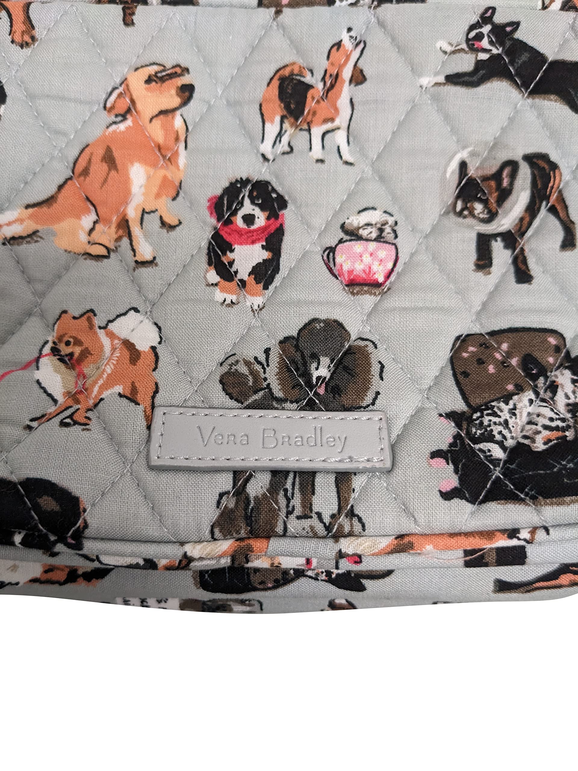 Vera Bradley Medium Iconic Blush & Brush Makeup Case (Dog Show Print) - Stylish Cosmetic Organizer for Travel, Gym & Everyday Use