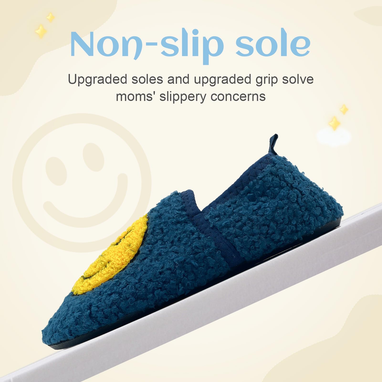 FUUPNN Retro Cute Smile Face Slippers for Toddler Boys & Girls - Soft Plush Fuzzy House Shoes with Non-Slip Memory Foam for Winter Warmth | Cozy Indoor/Outdoor Slippers for Kids' Bedroom, Playroom & Preschool