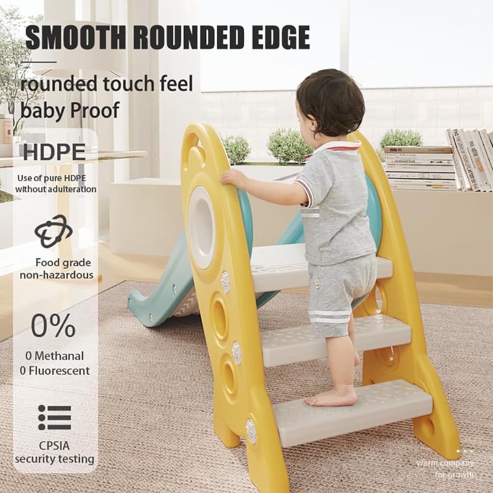 **Indoor Toddler Slide for Kids 1-3 Years | Foldable Freestanding Play Climber Slide with Extra Long Slope | Safe Baby Playground Toy for Home, Daycare & Backyard (Green)**    *(Perfect for indoor playrooms, daycare centers, or backyard fun—encourages active play and motor skill development!)*