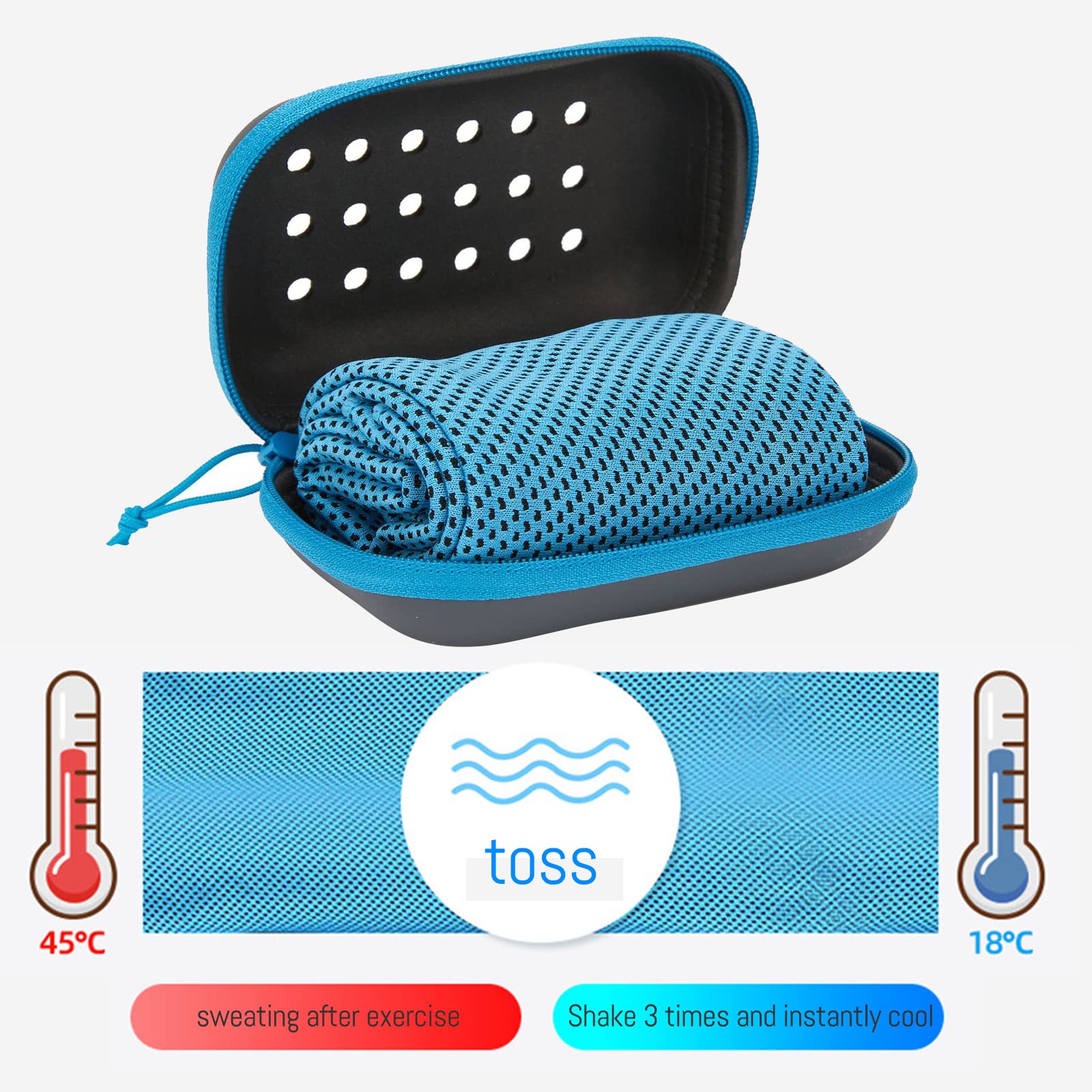 Cooling Towels for Sports & Workouts - Soft, Breathable & Quick-Drying Microfiber Ice Cold Towel with Storage Box - Perfect for Gym, Running, Yoga & Outdoor Activities - Chilly Sweat Rag for Men & Women