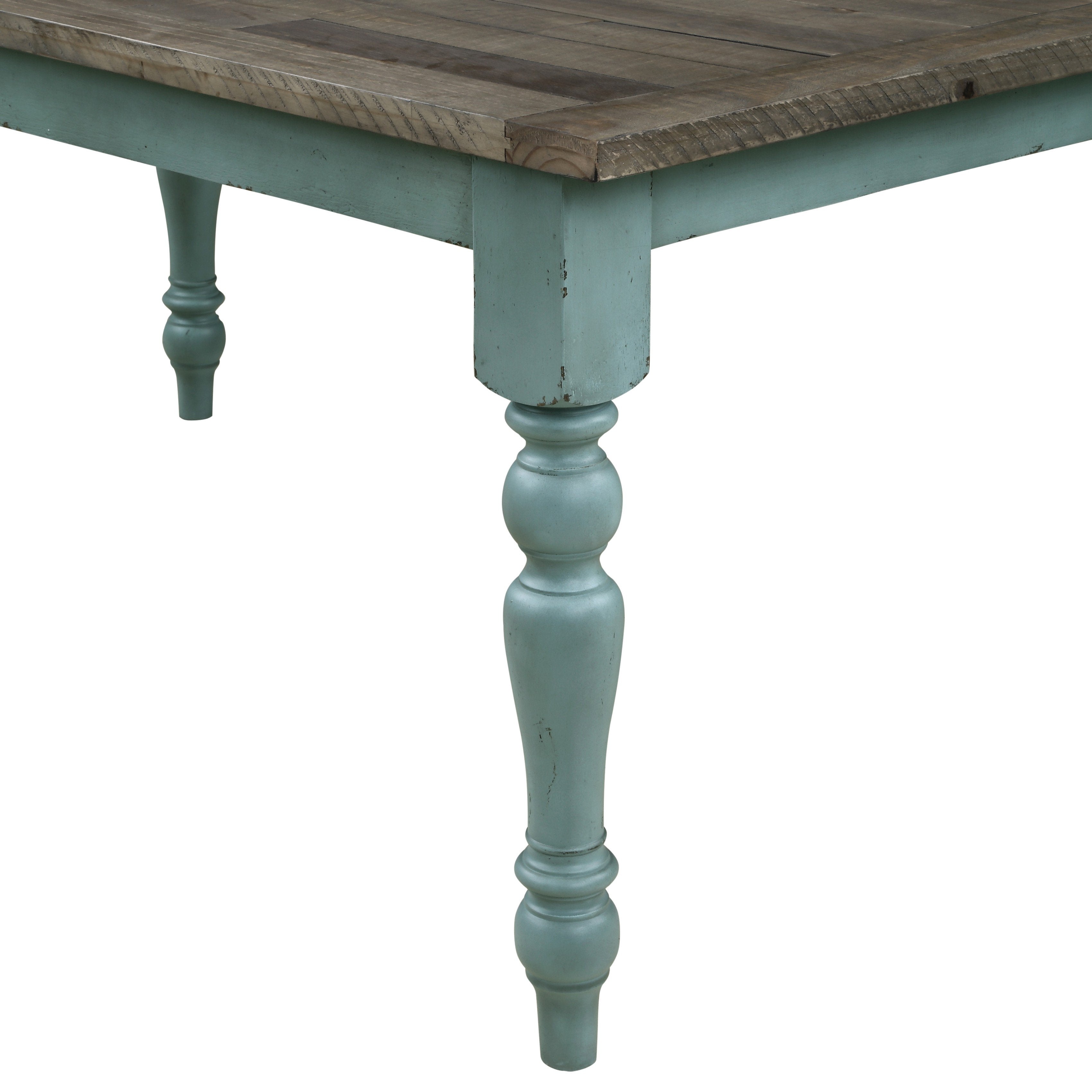 Blue and Brown Two Tone Wood Dining Table - Modern Farmhouse Style for Kitchen, Dining Room & Small Space | Solid Wood Construction & Durable Finish