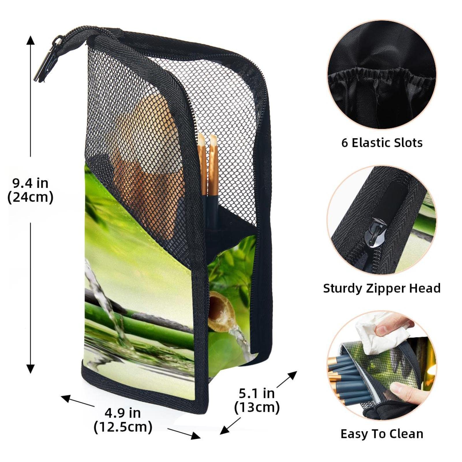 12-Piece Makeup Brush Organizer Bag with Scenic Stone River Design - Portable Travel Cosmetic Brush Holder Case for Home & On-The-Go Makeup Storage