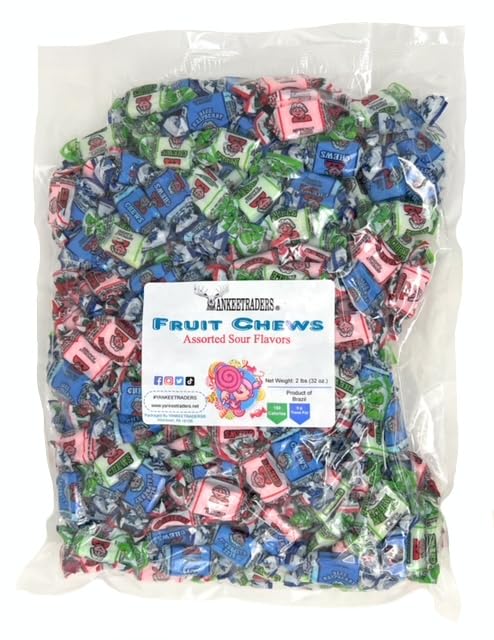 Sour Fruit Chews Candy - Assorted Flavors (2lb Bulk Bag) - Perfect for Parties, Movie Nights & Office Snacks