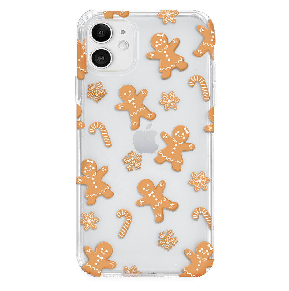 Festive Gingerbread Clear iPhone Case - Christmas Holiday Protective Cover for iPhone 13/14/15 - Perfect for Holiday Parties, Gifts & Winter Celebrations