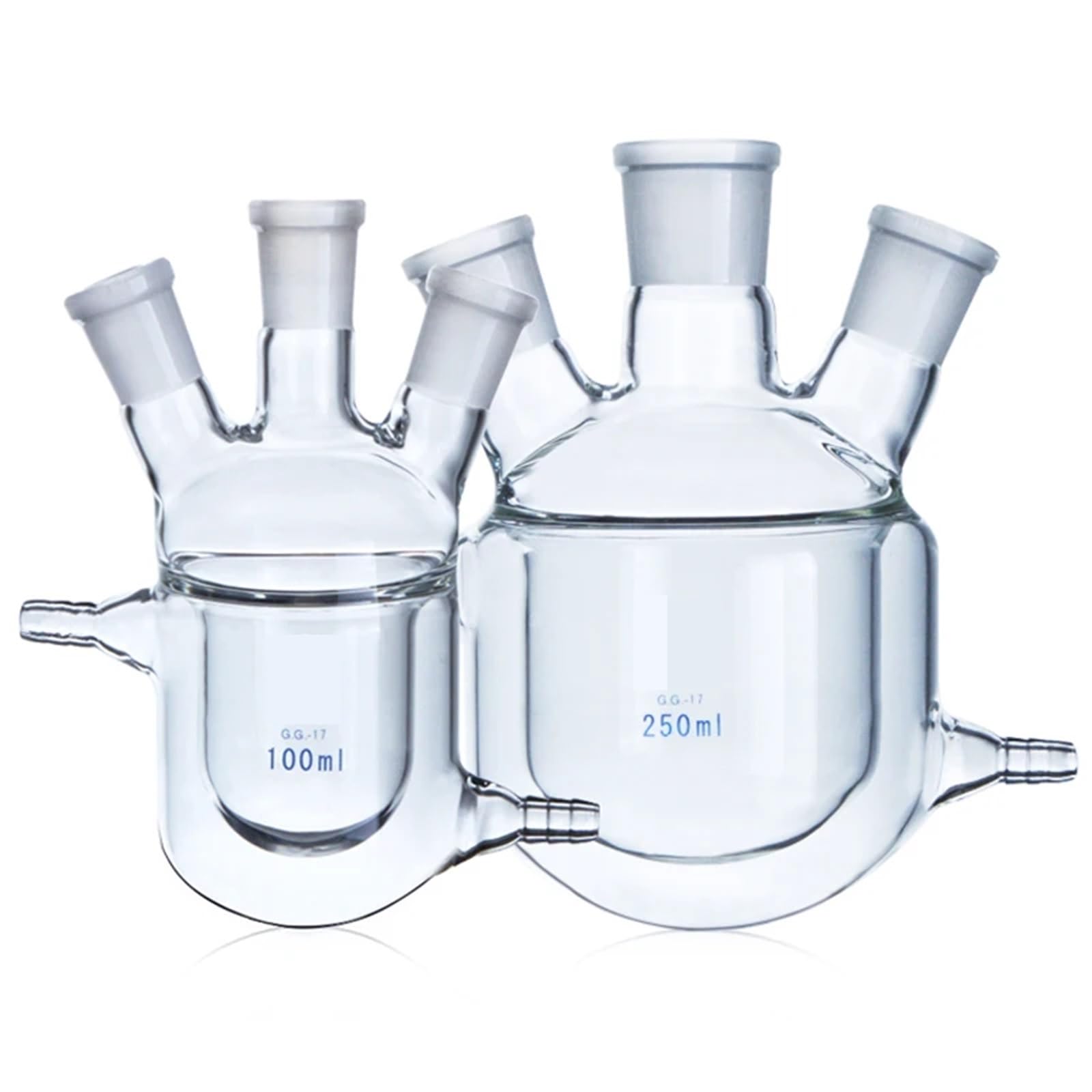 **Borosilicate Glass Three-Neck Jacketed Reactor Flask - 50ml Thick-Wall Lab Reactor for Chemical Experiments & Plant Research (Size: 24x14x14) - Ideal for Laboratory, Distillation & Organic Synthesis**