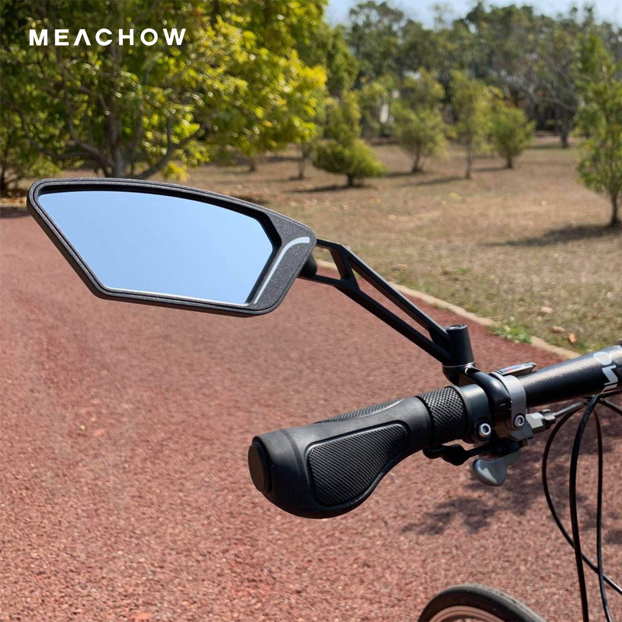 MEACHOW Scratch-Resistant Glass Lens Bike Mirror - Adjustable Handlebar Rearview Mirror for Safe Cycling (ME-003) | Perfect for Road Bikes, Mountain Bikes & Commuting